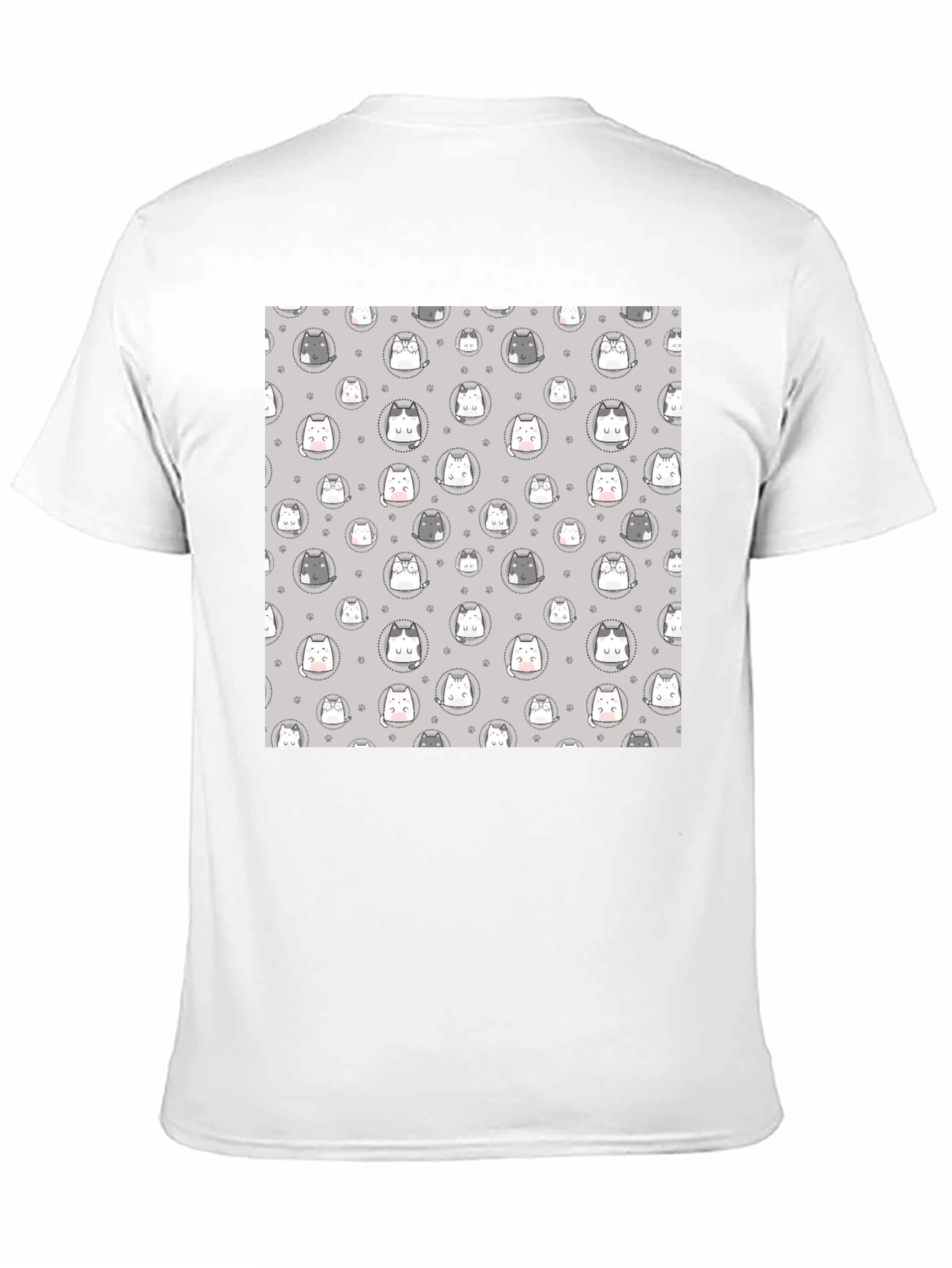 Cute Cartoon Cat Print T-Shirt - Black