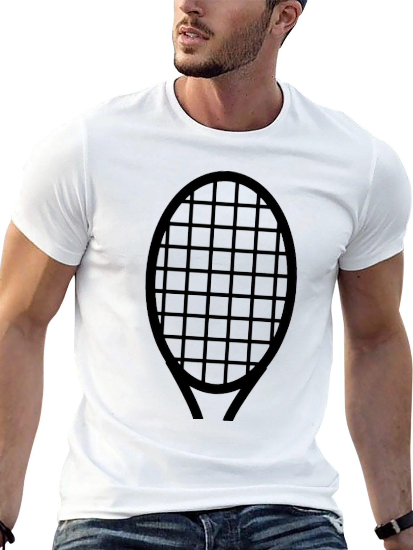 Tennis Racket Graphic Black T-Shirt