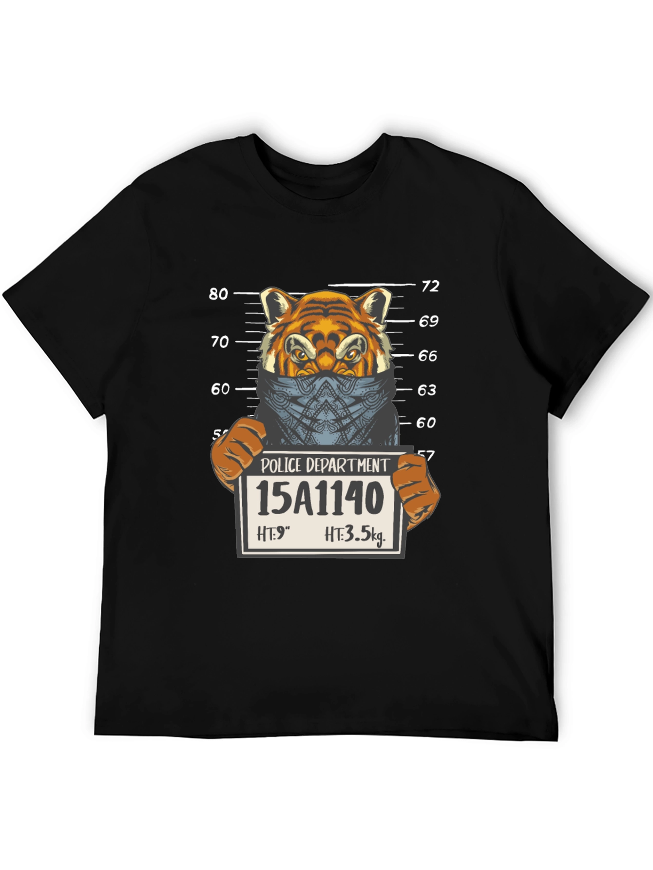 Tiger Mugshot Graphic Tee - Unisex Black T-Shirt
