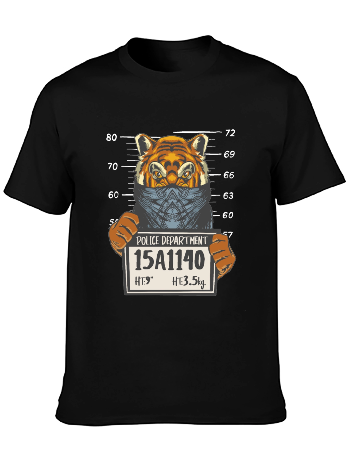 Tiger Mugshot Graphic Tee - Unisex Black T-Shirt