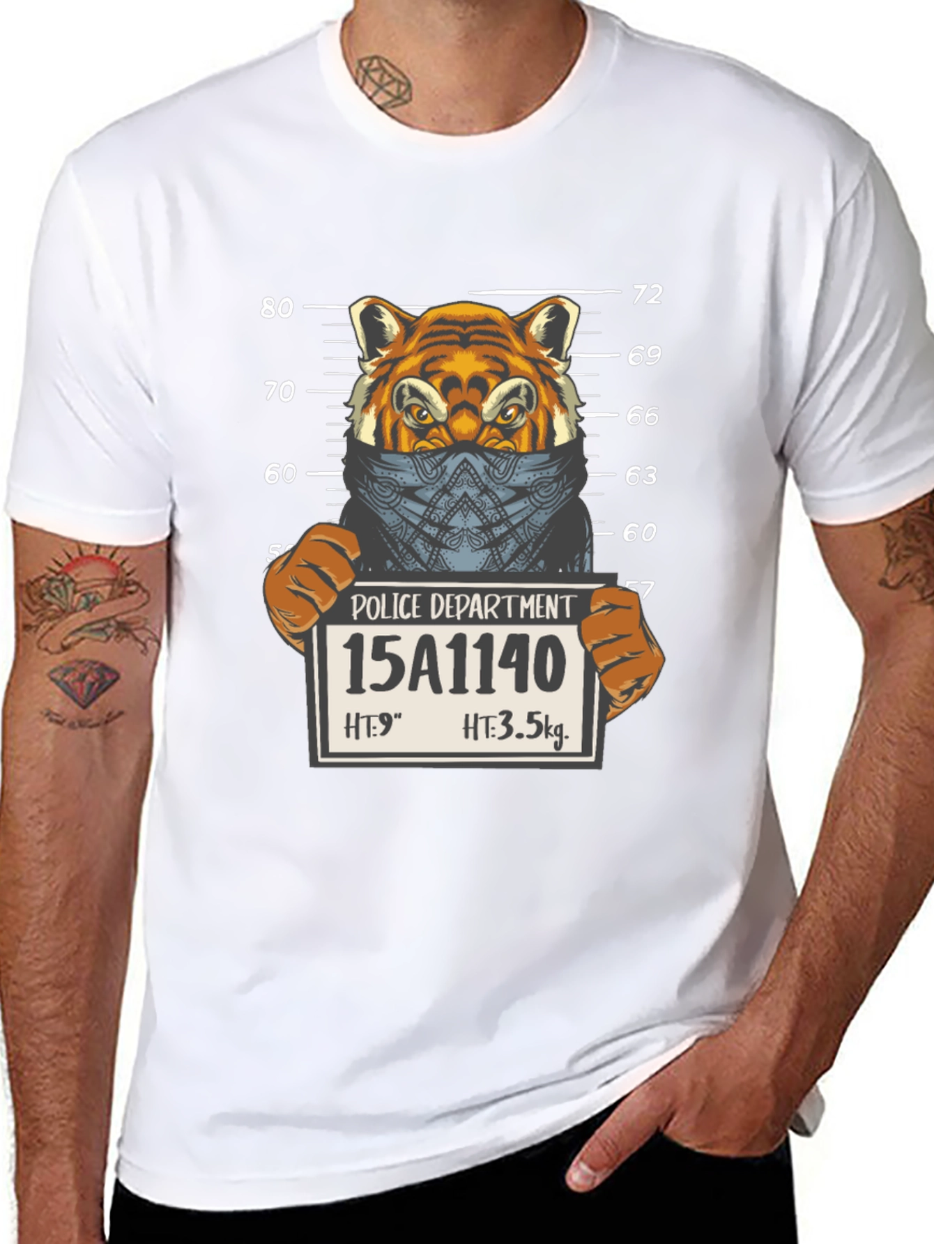 Tiger Mugshot Graphic Tee - Unisex Black T-Shirt