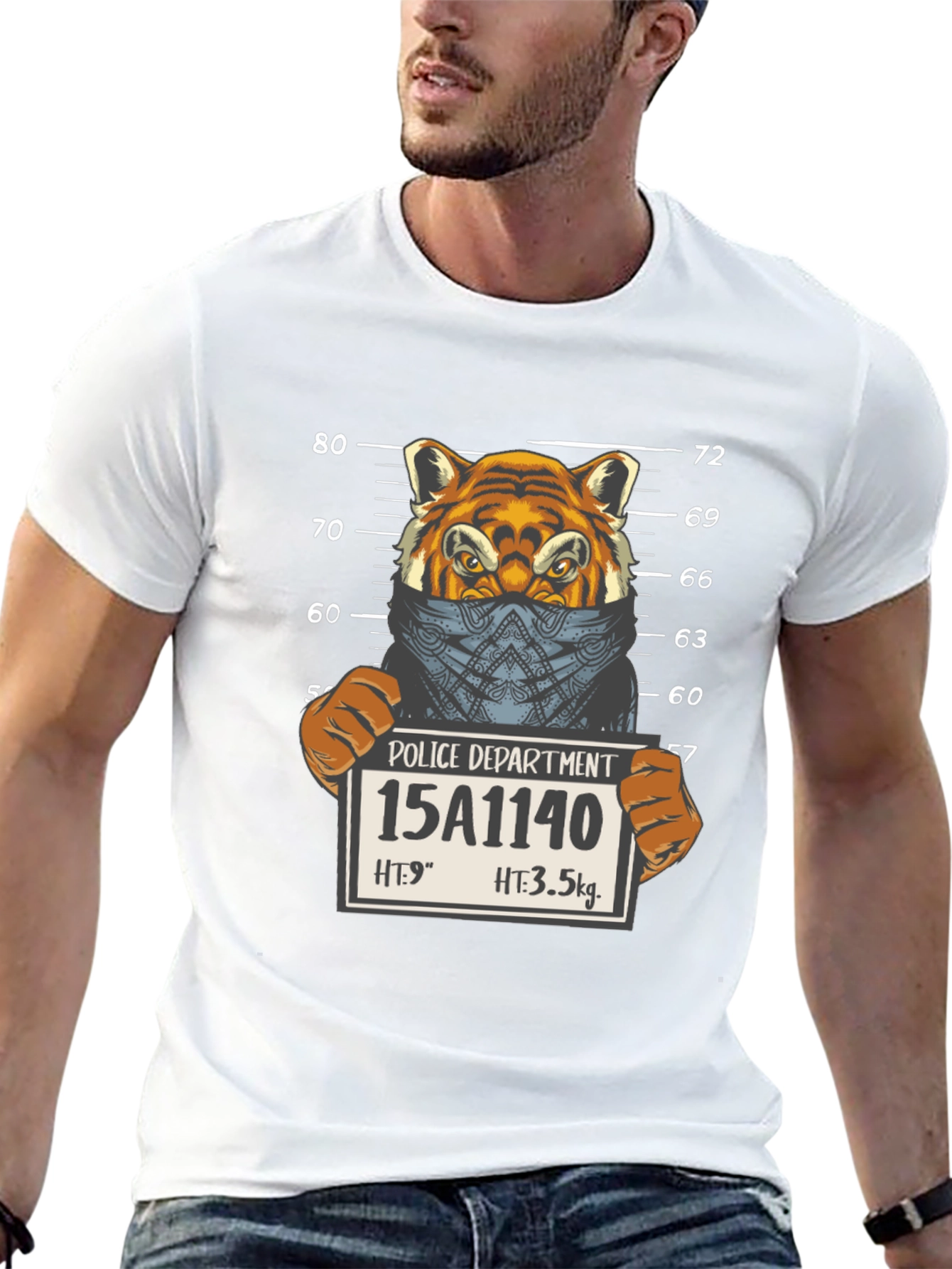 Tiger Mugshot Graphic Tee - Unisex Black T-Shirt