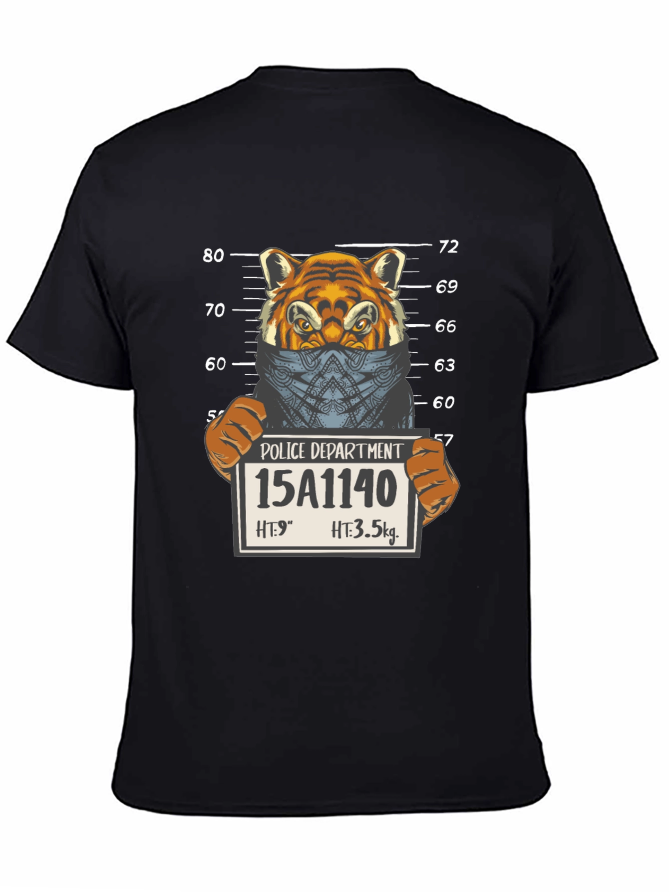 Tiger Mugshot Graphic Tee - Unisex Black T-Shirt