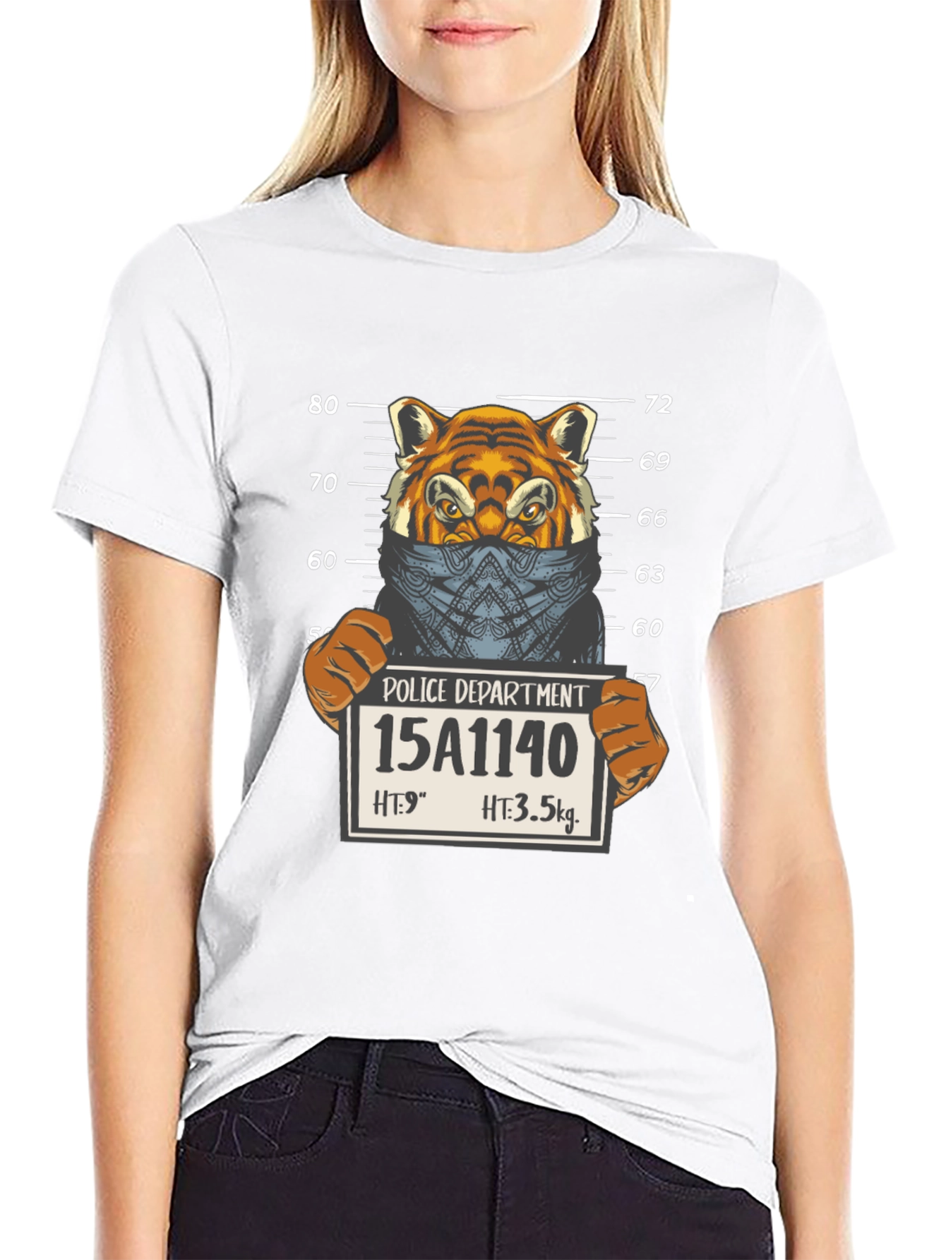 Tiger Mugshot Graphic Tee - Unisex Black T-Shirt