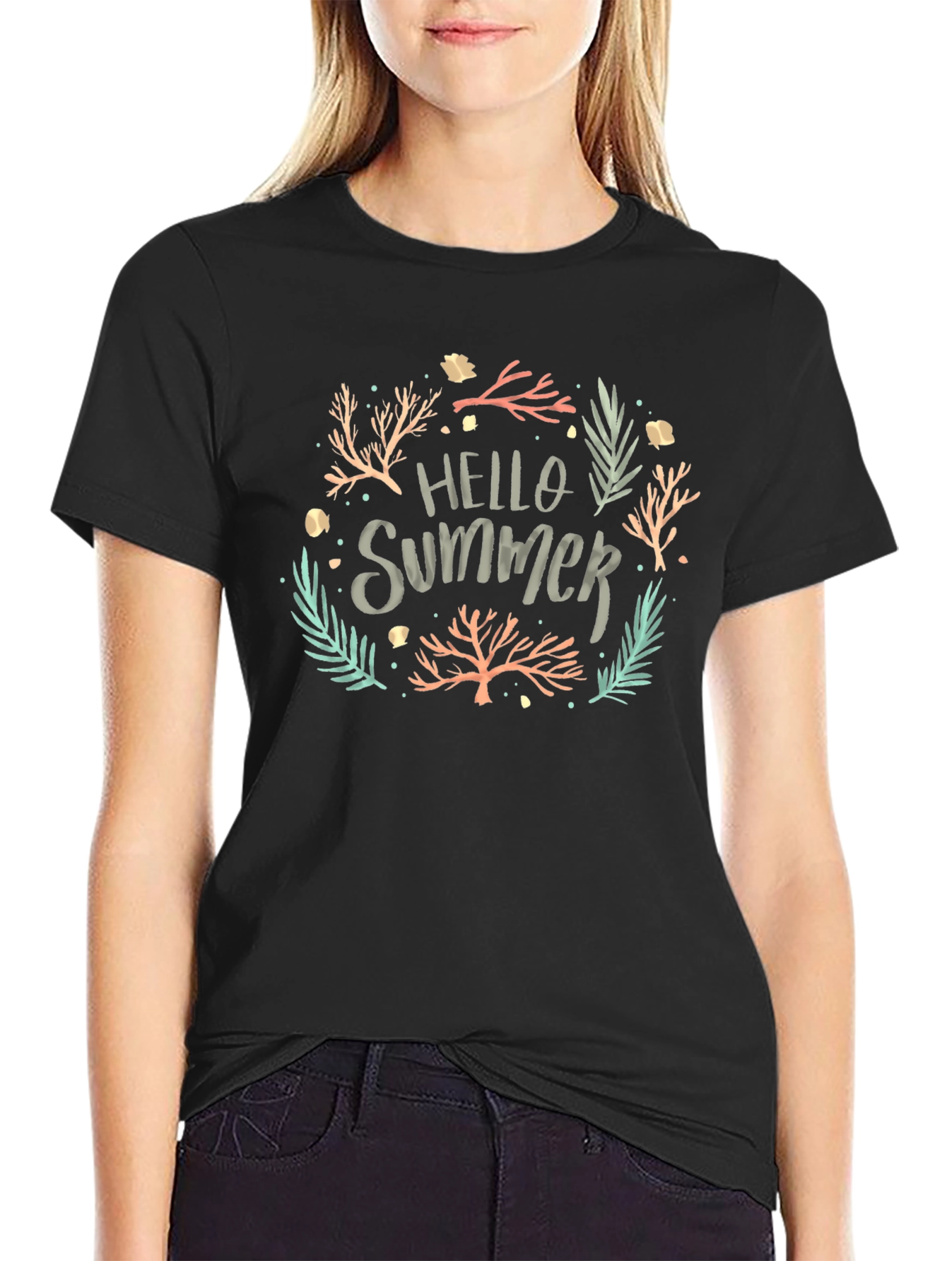 Hello Summer Tee - Black Graphic T-Shirt