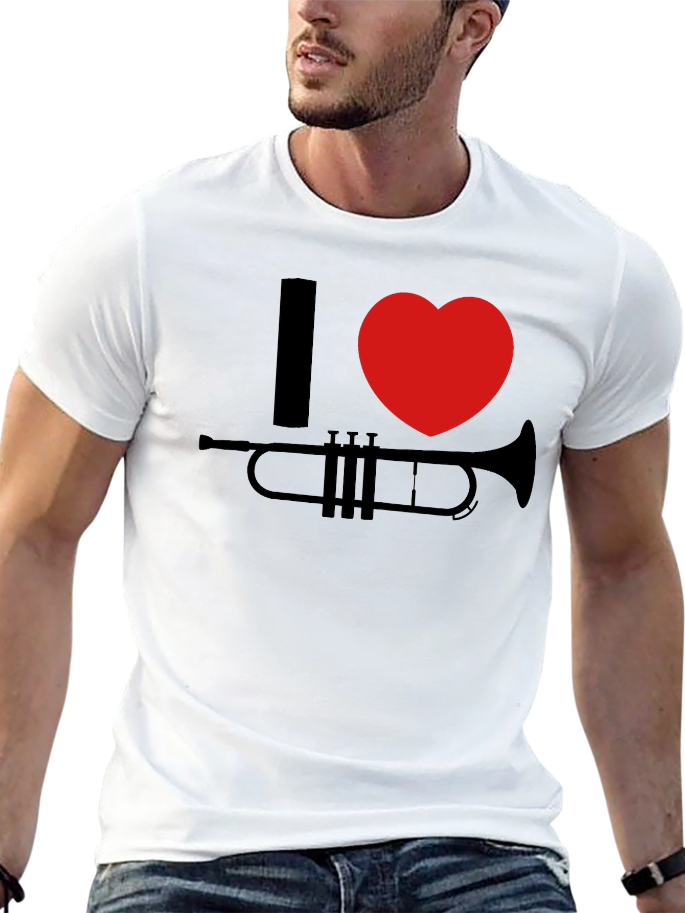 I Heart Trumpet Graphic Tee - Black
