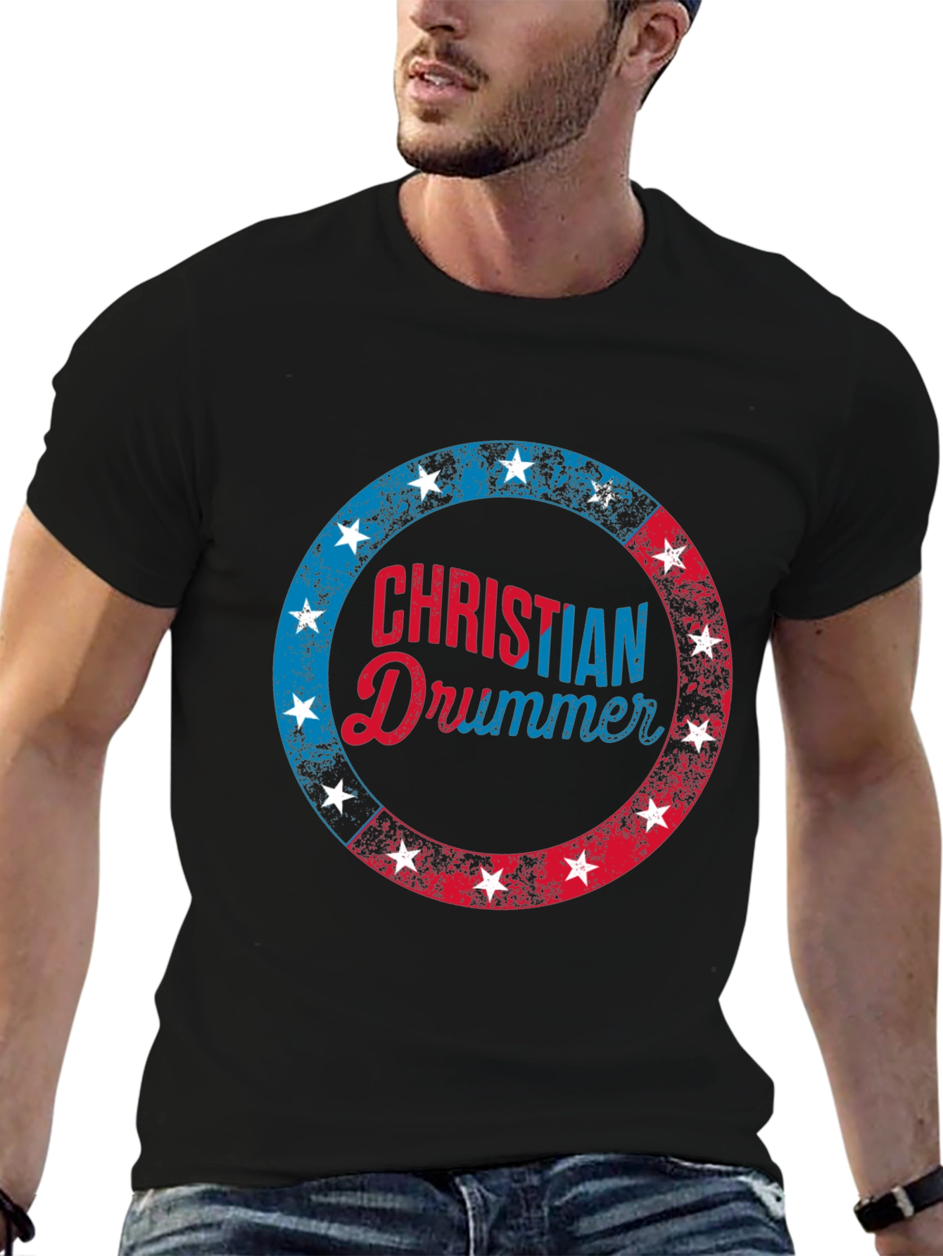Christian Drummer T-Shirt Patriotic Design