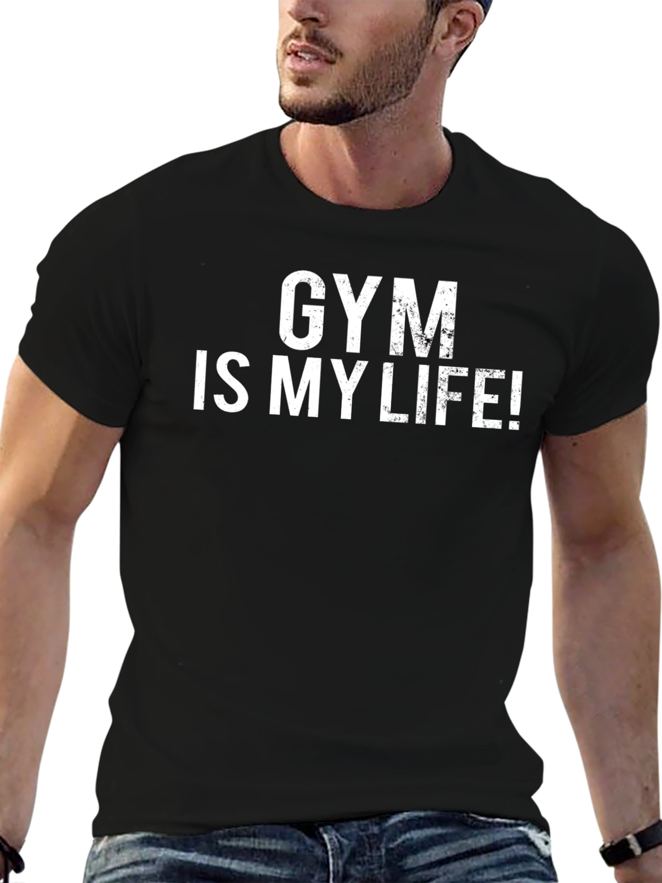 Gym Is My Life Black Graphic T-Shirt