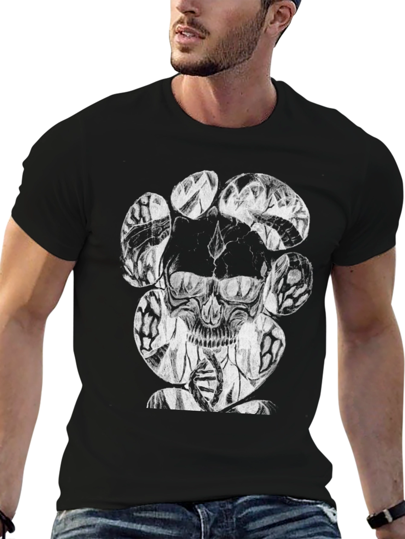 Skull & DNA Graphic Black T-Shirt
