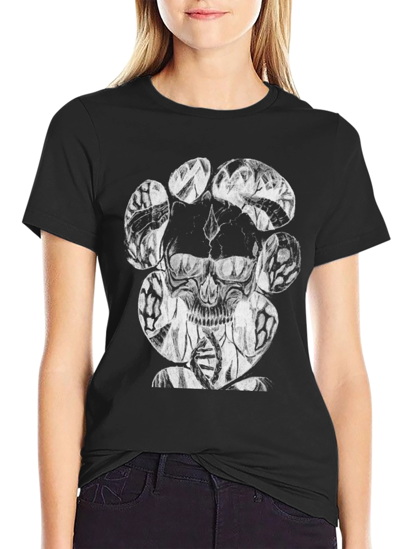 Skull & DNA Graphic Black T-Shirt