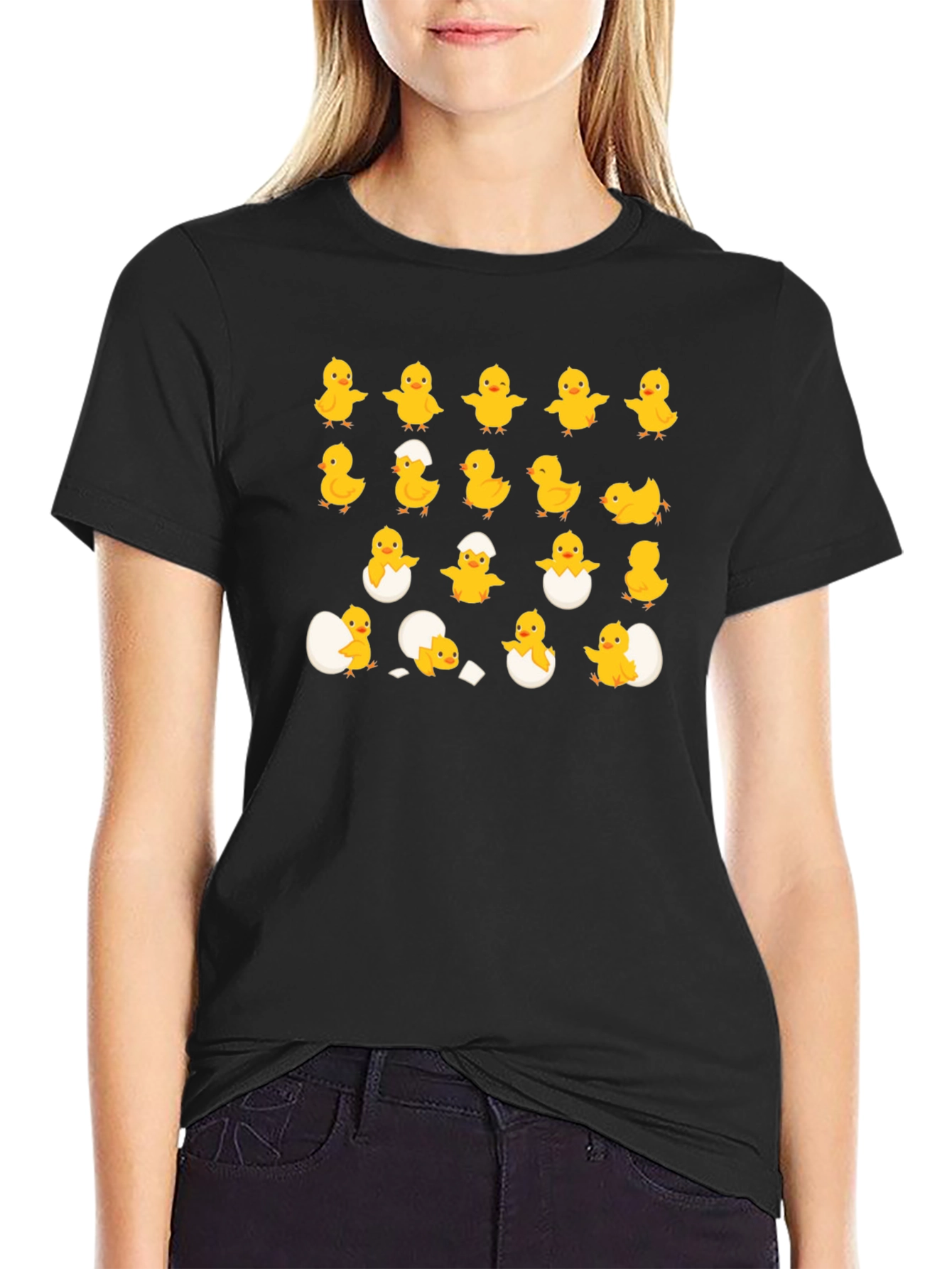 Cute Chick Hatching Black T-Shirt