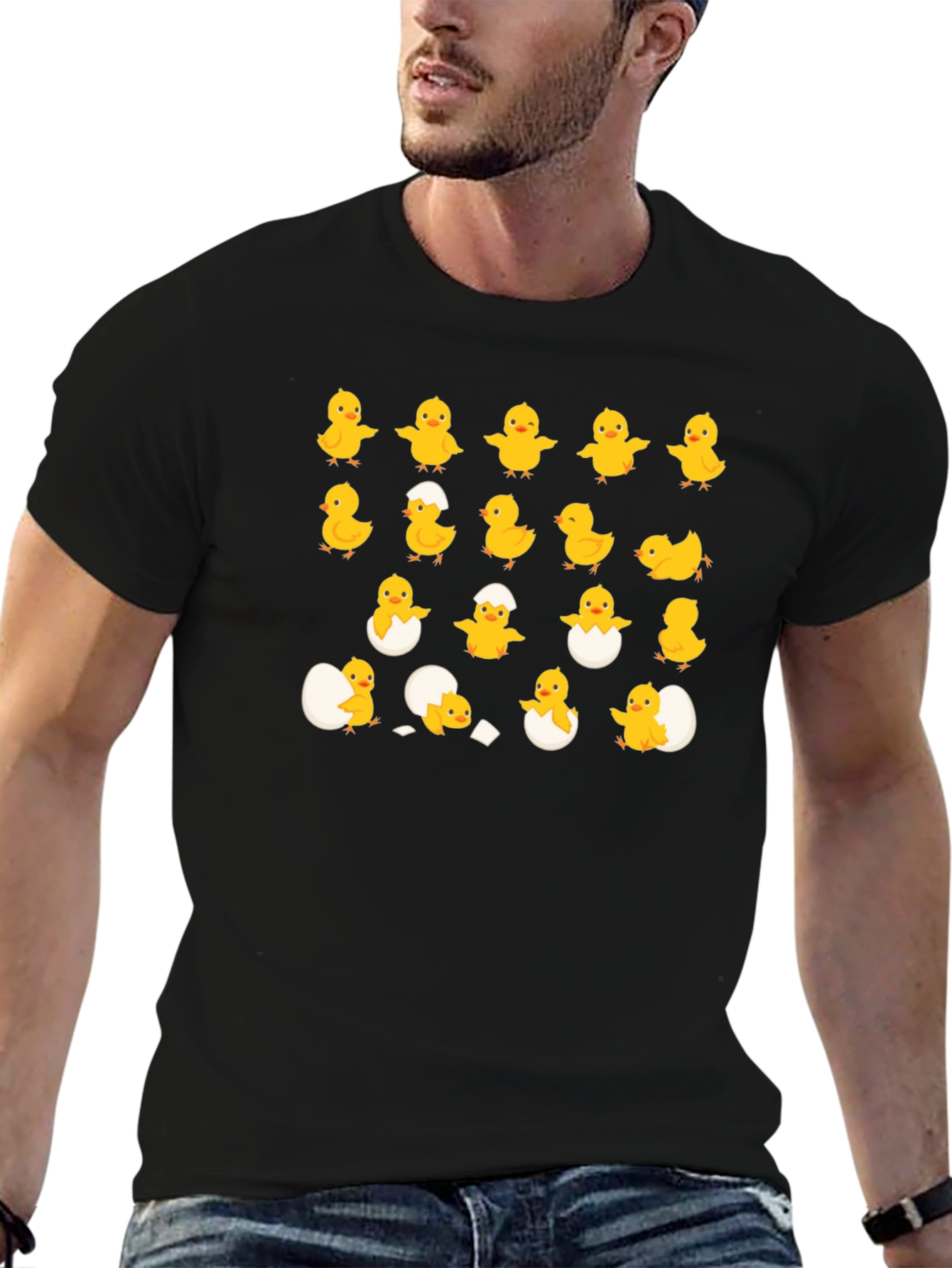 Cute Chick Hatching Black T-Shirt