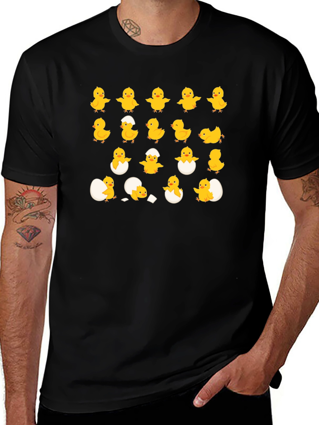 Cute Chick Hatching Black T-Shirt