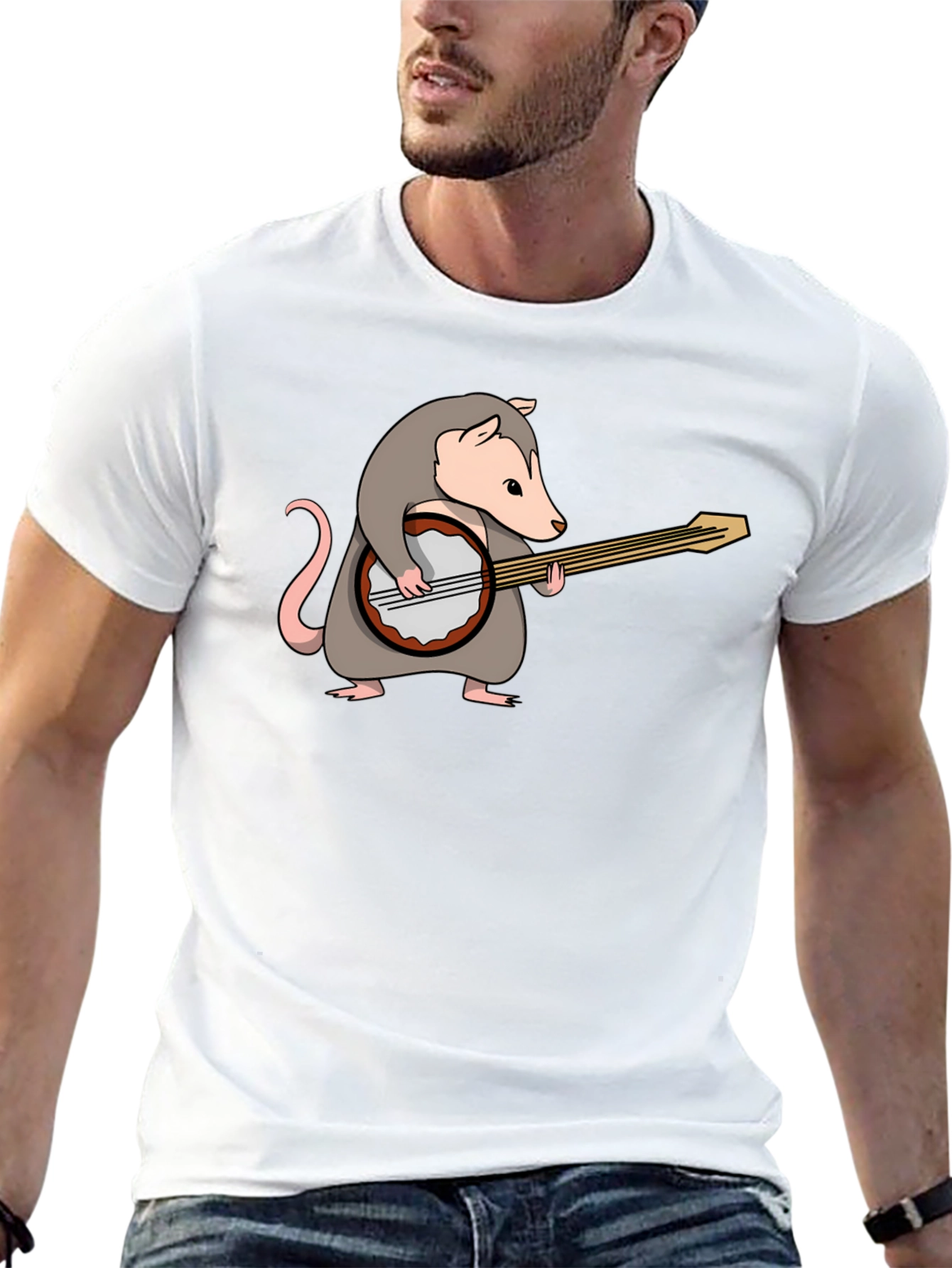 Opossum Banjo Player Graphic T-Shirt