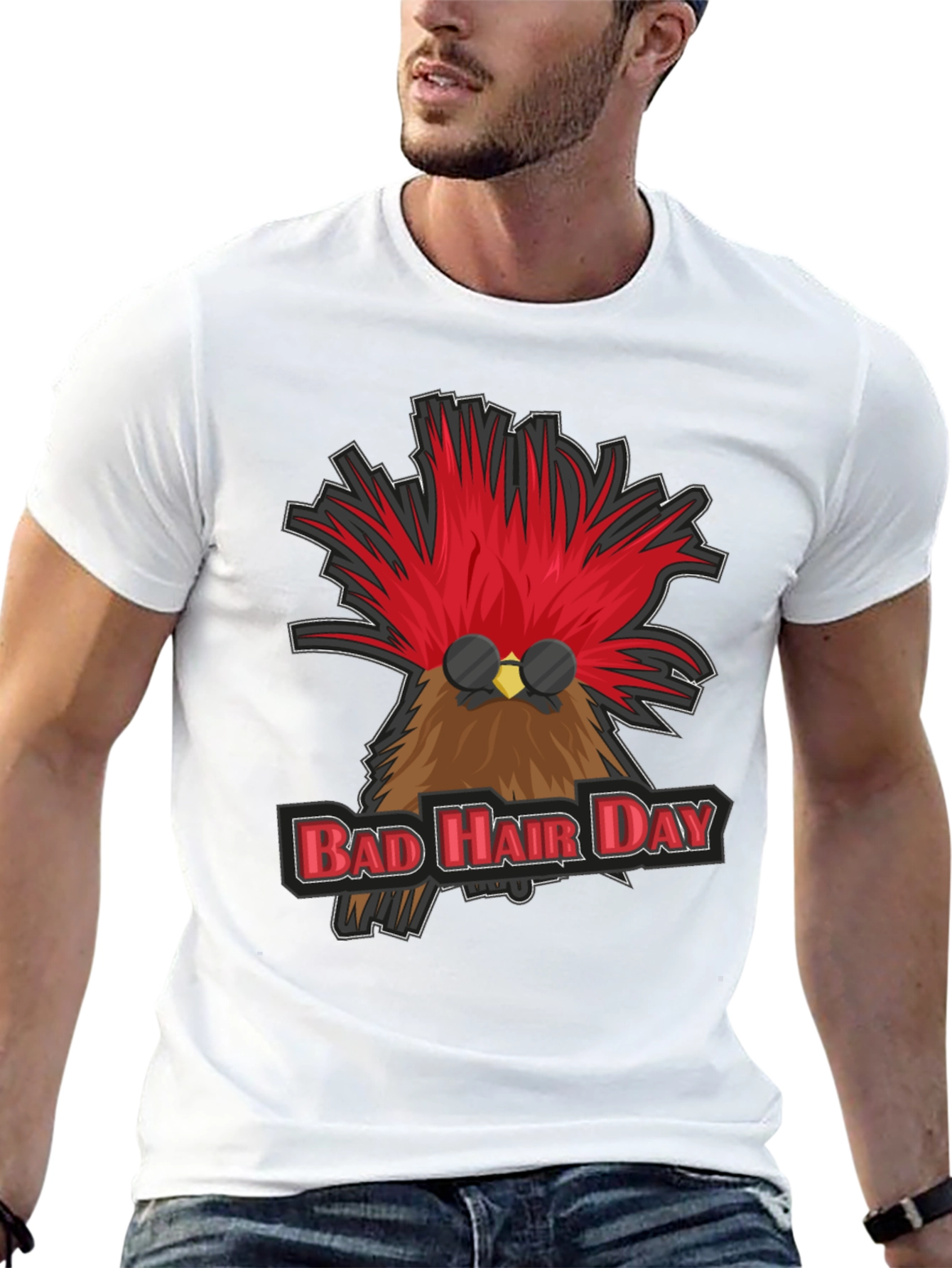 Bad Hair Day Rooster Graphic T-Shirt