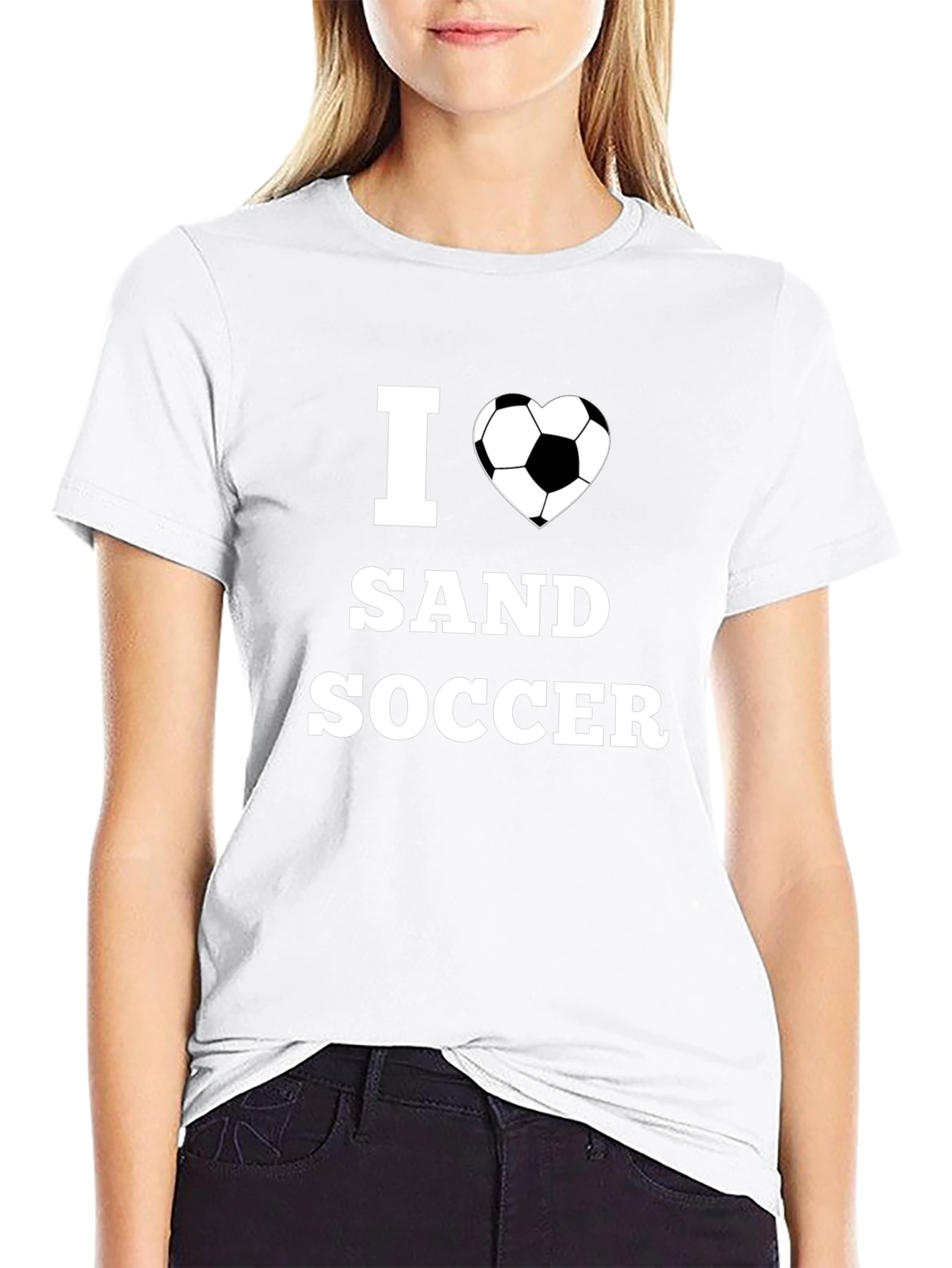 I Heart Sand Soccer Black Graphic T-Shirt