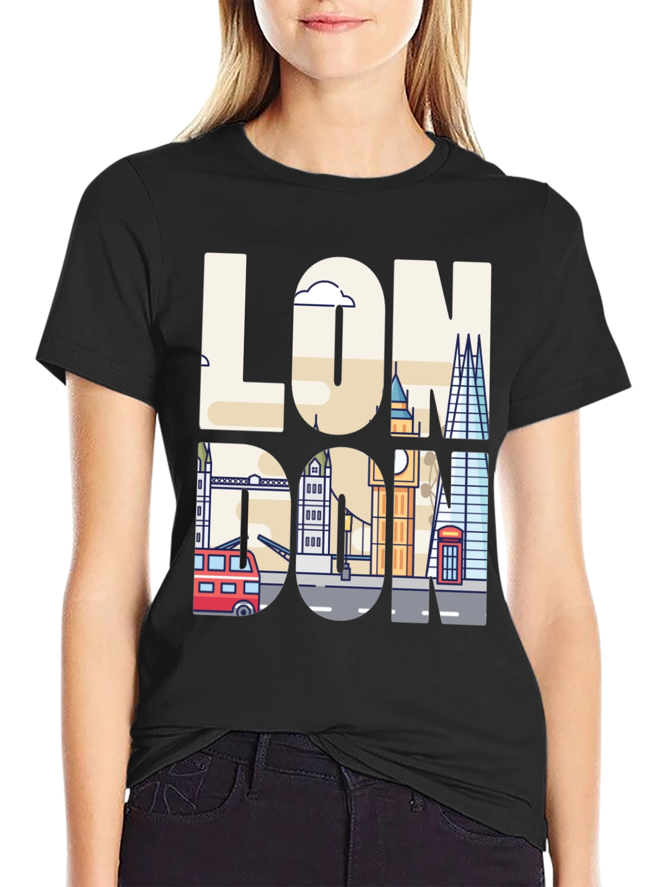 London Skyline Graphic Tee - Mens Black T-Shirt