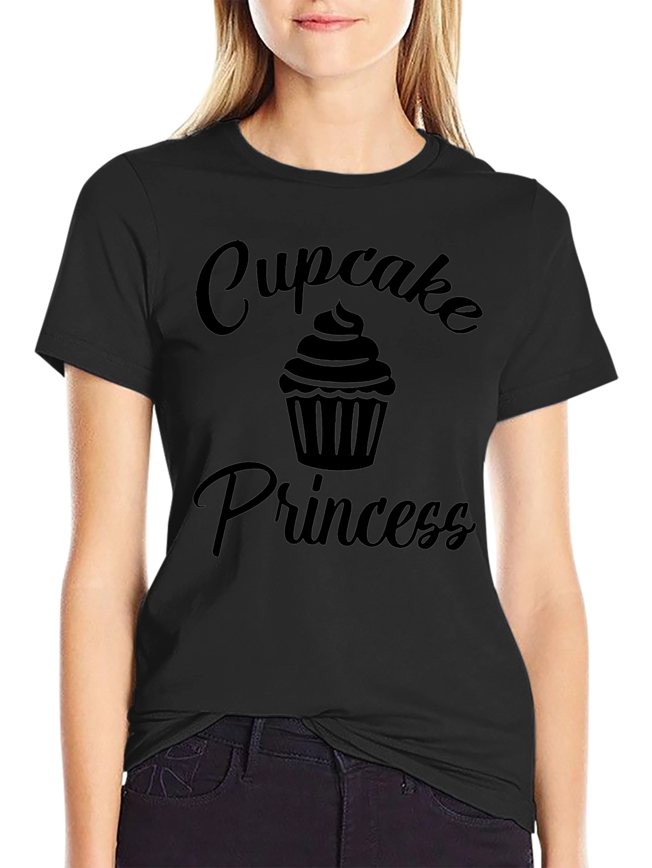 Cupcake Princess Black Graphic T-Shirt