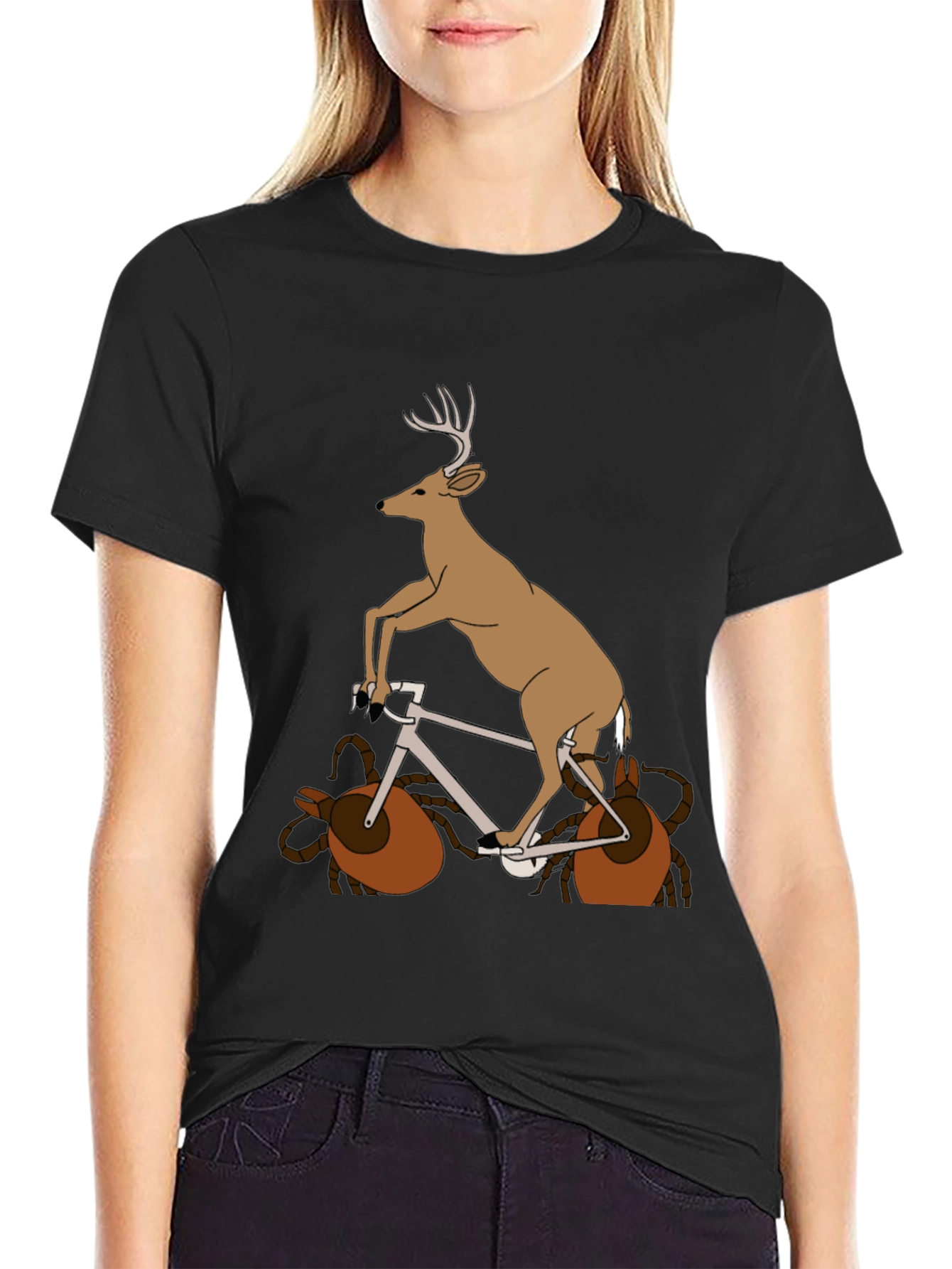 Deer on Bike Graphic Tee - Unique Animal T-Shirt