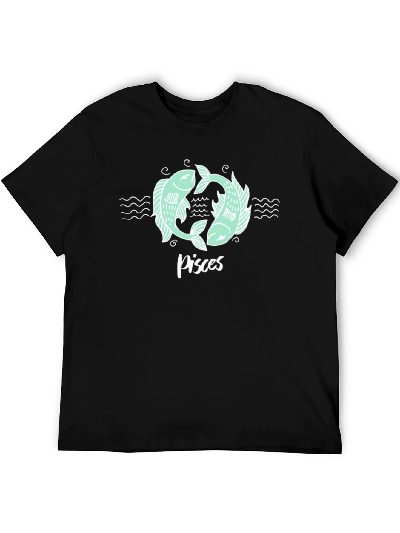 Pisces Zodiac Graphic Tee - Black Cotton T-Shirt