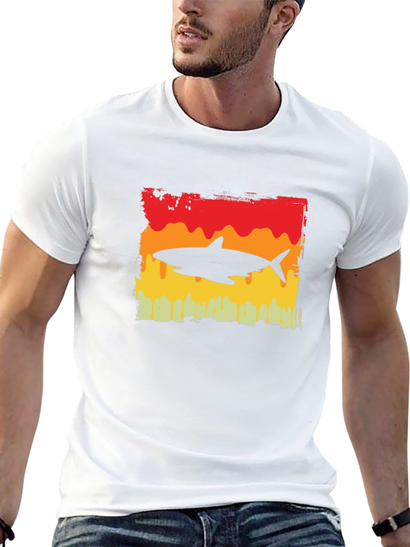 Retro Shark Graphic T-Shirt - Stylish Cotton Tee