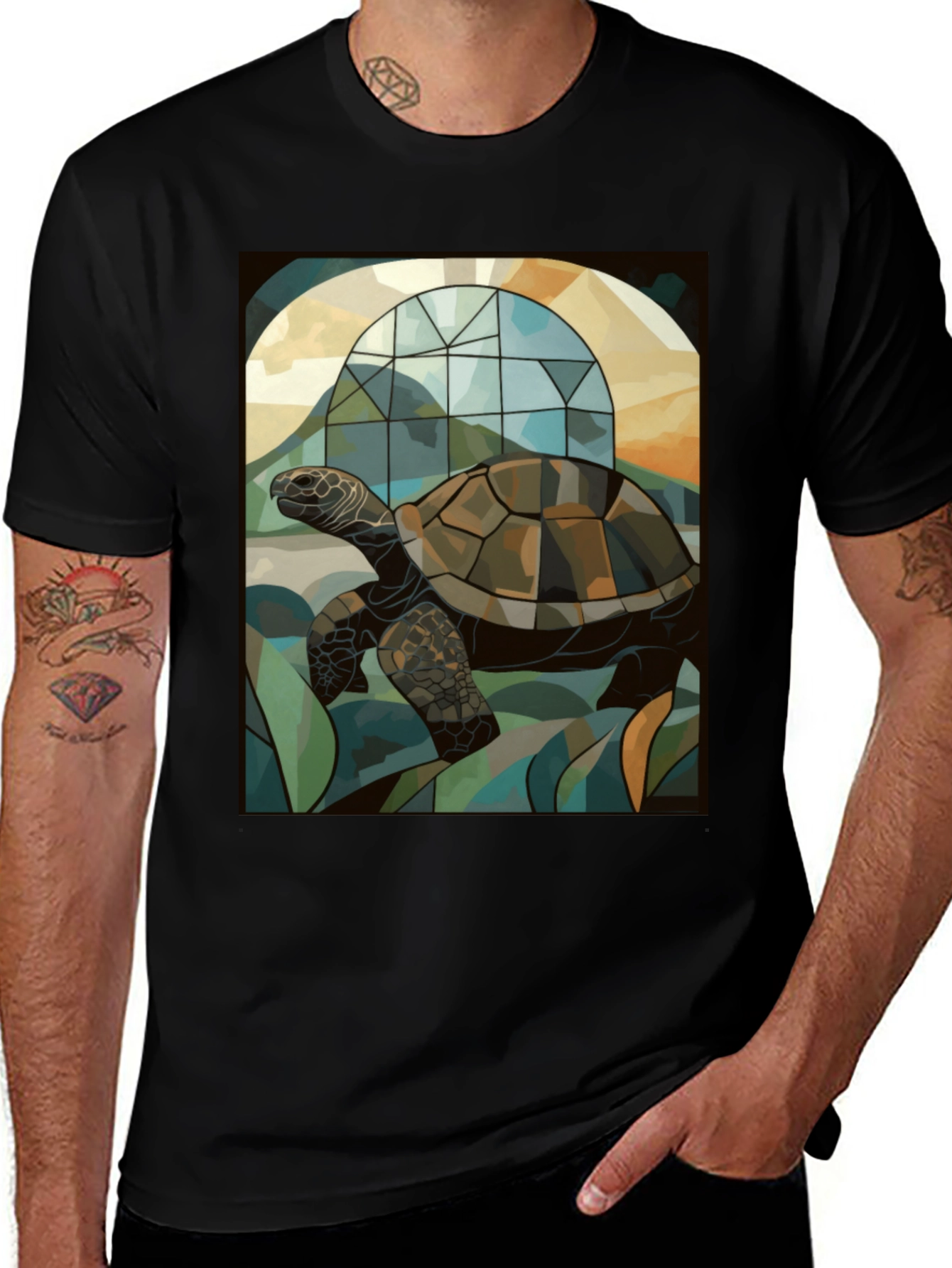 Turtle Stained Glass Graphic T-Shirt