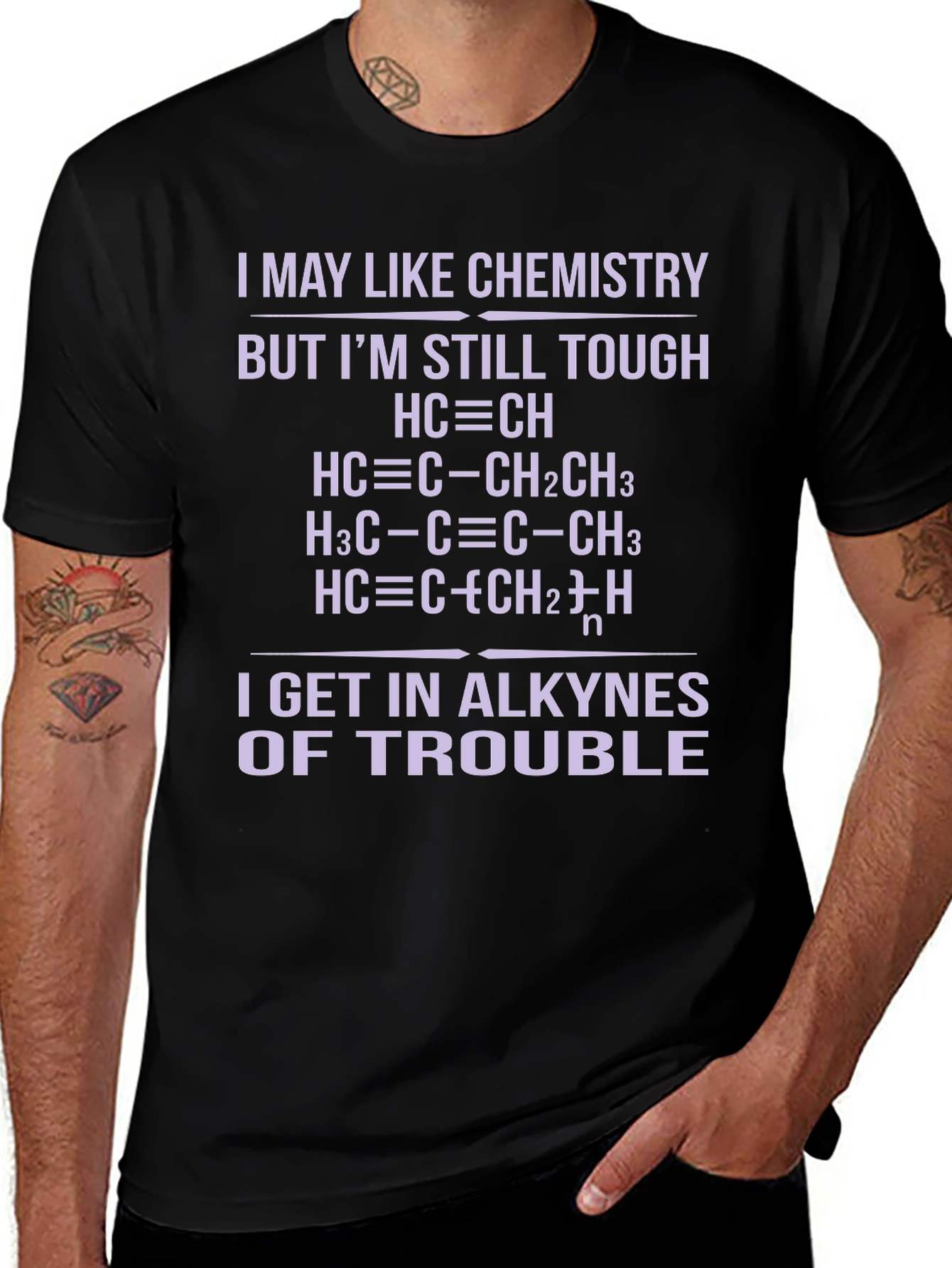Chemistry Pun T-Shirt - Alkyne Trouble