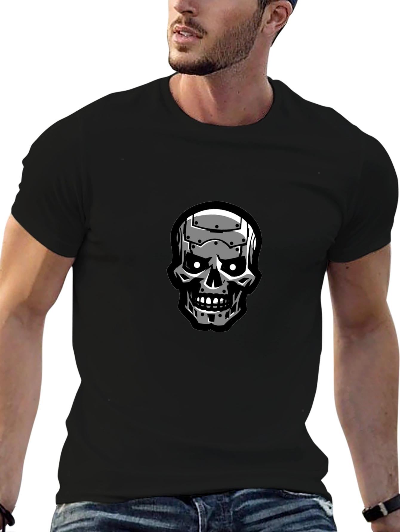 Terminator Skull Graphic Black T-Shirt