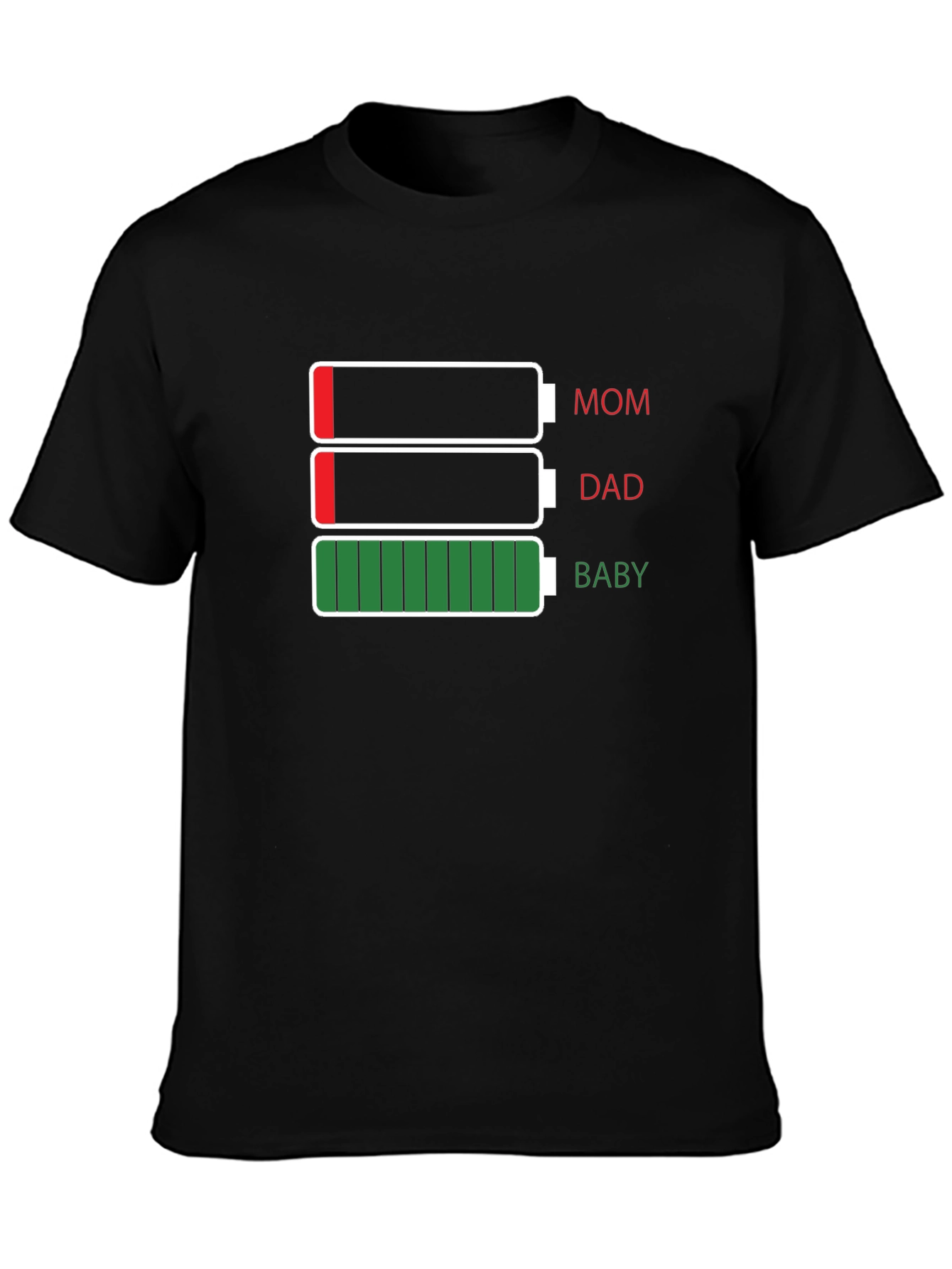 Family Battery Level T-Shirt - Mom Dad Baby