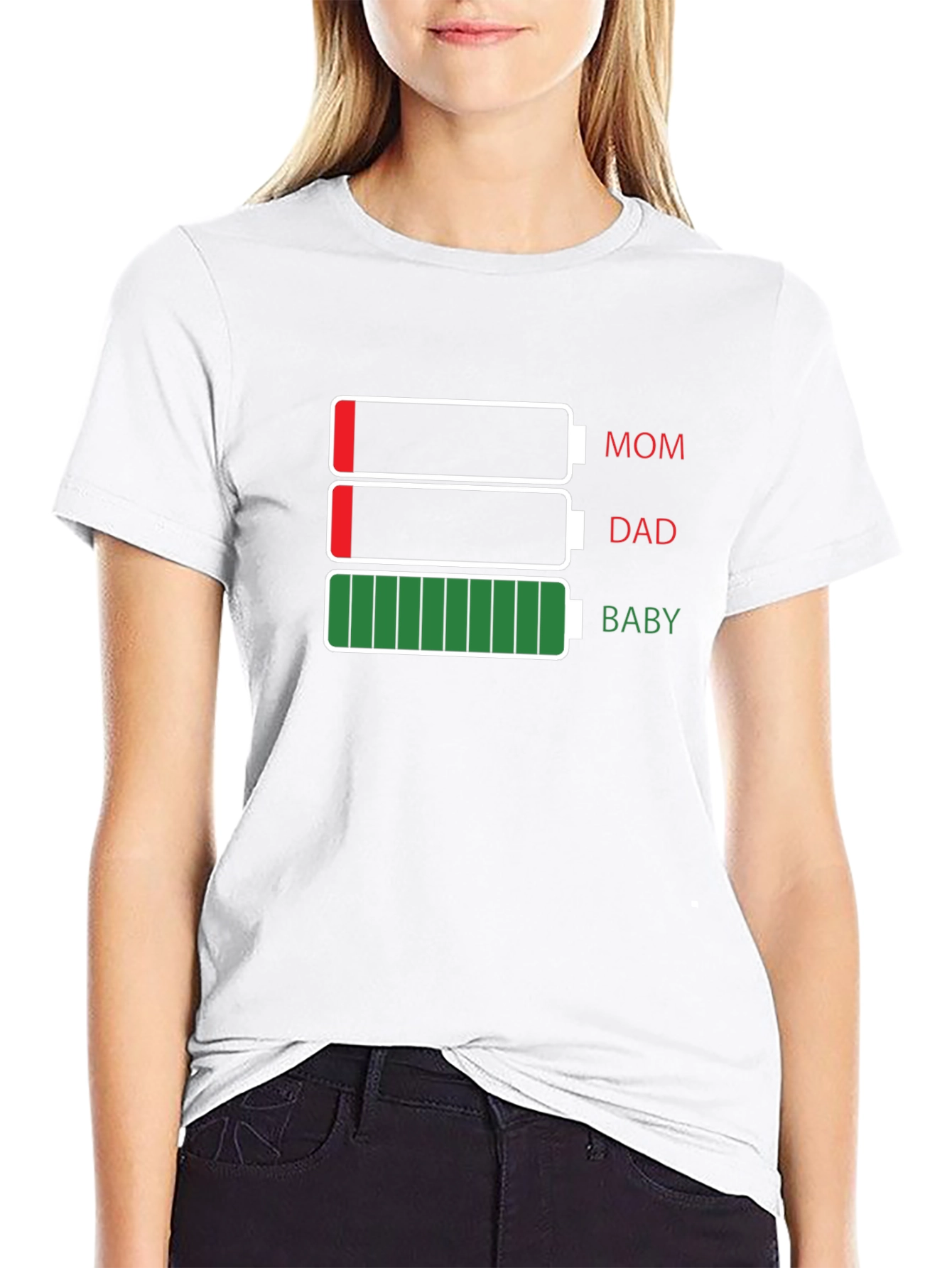 Family Battery Level T-Shirt - Mom Dad Baby