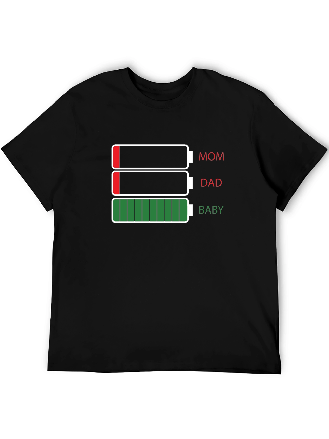 Family Battery Level T-Shirt - Mom Dad Baby