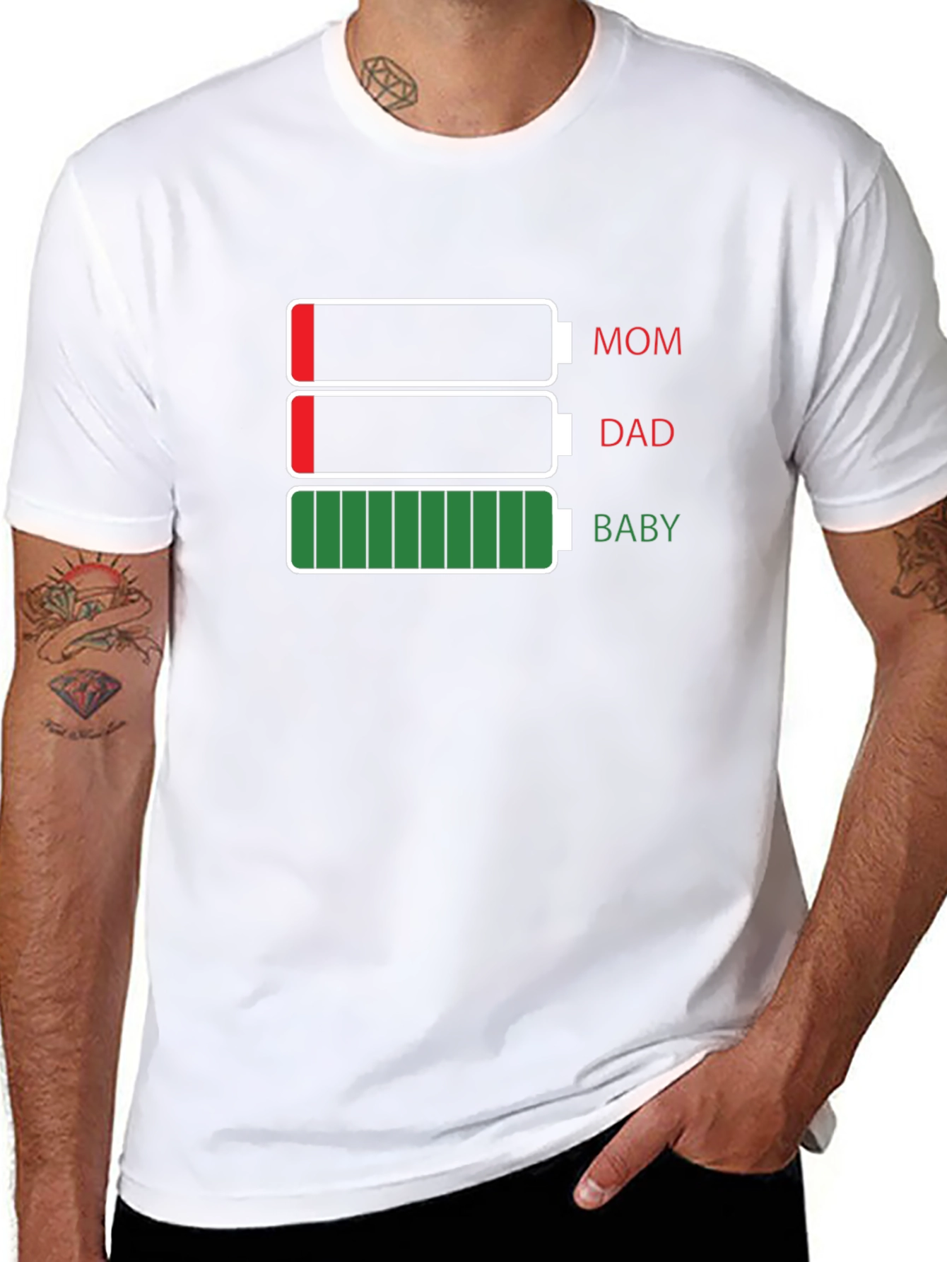 Family Battery Level T-Shirt - Mom Dad Baby