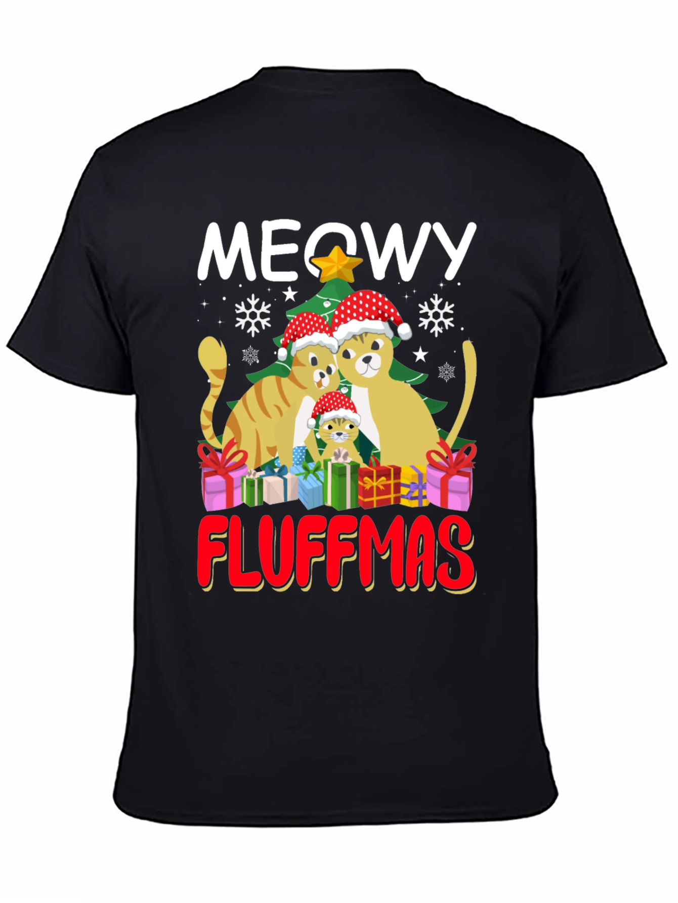 Meowy Fluffmas Cat Christmas Graphic Tee