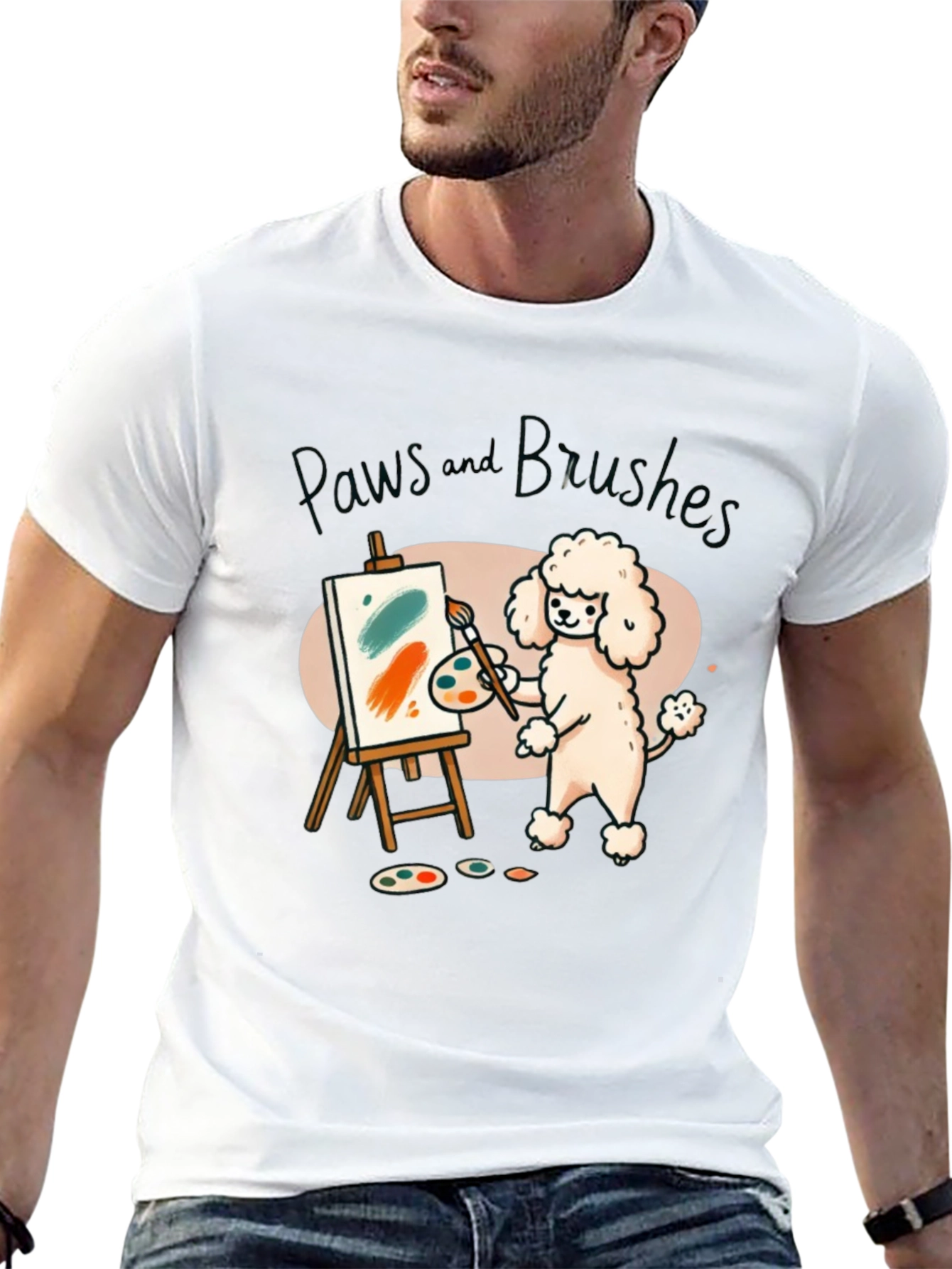 Paws and Brushes Dog Artist T-Shirt