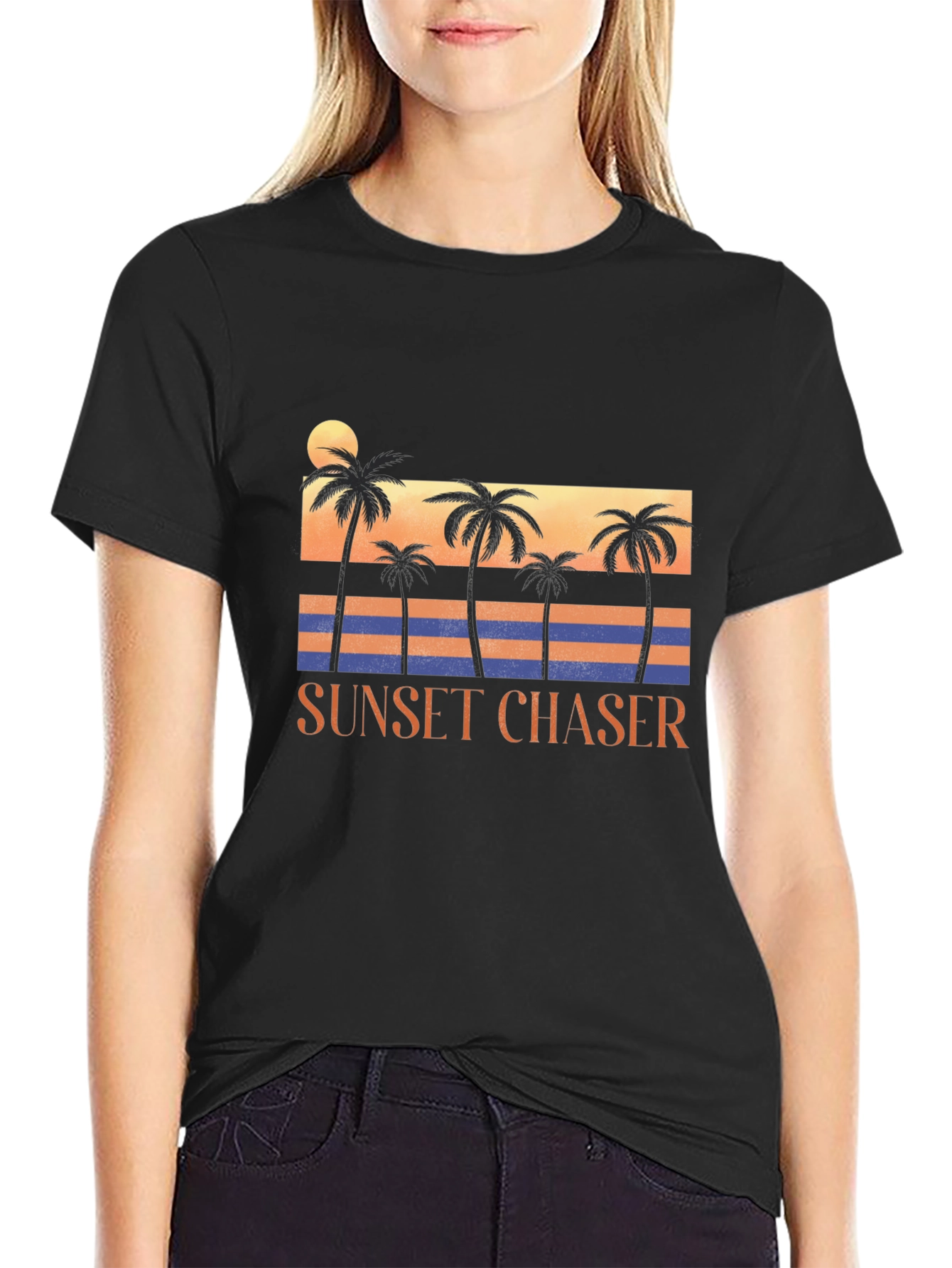 Sunset Chaser Graphic Tee - Tropical Palm Tree Design
