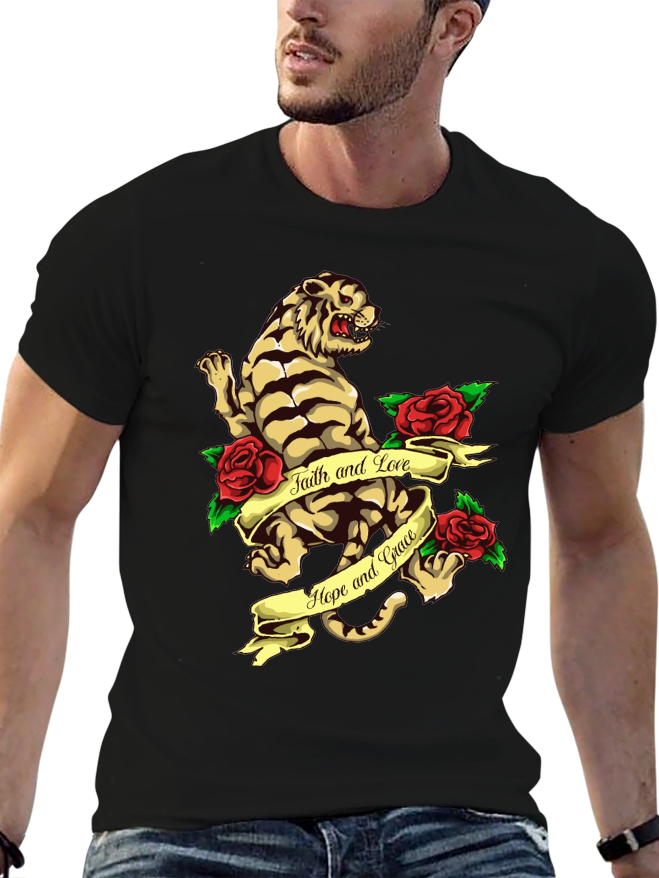 Tiger Rose Graphic Tee - Faith Hope and Love