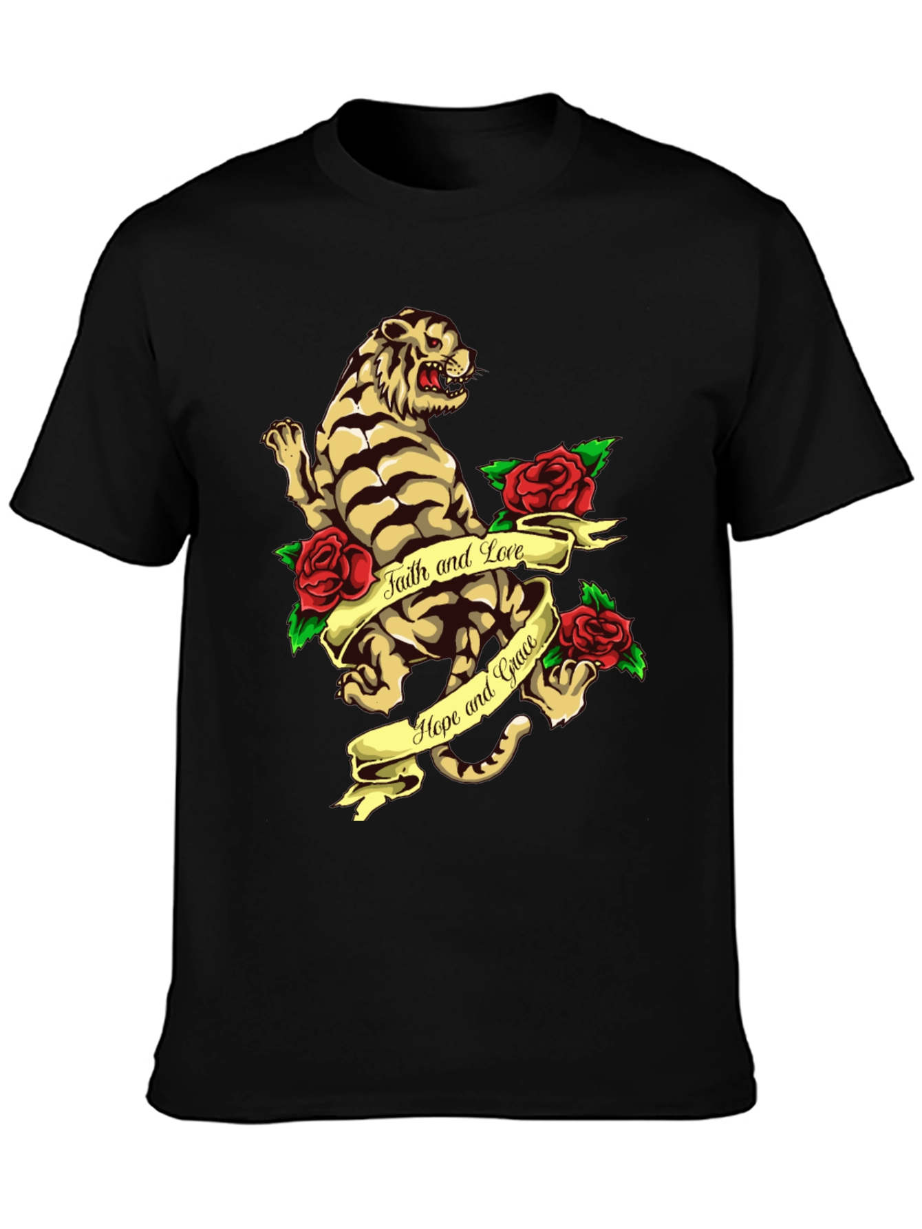 Tiger Rose Graphic Tee - Faith Hope and Love