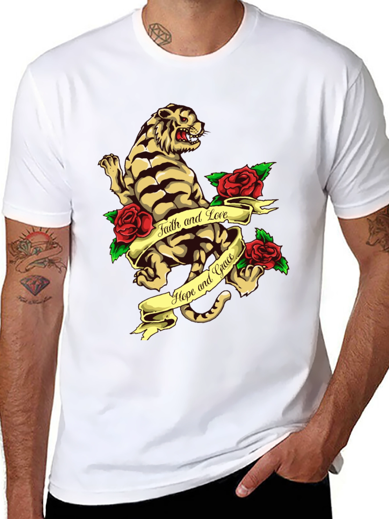 Tiger Rose Graphic Tee - Faith Hope and Love