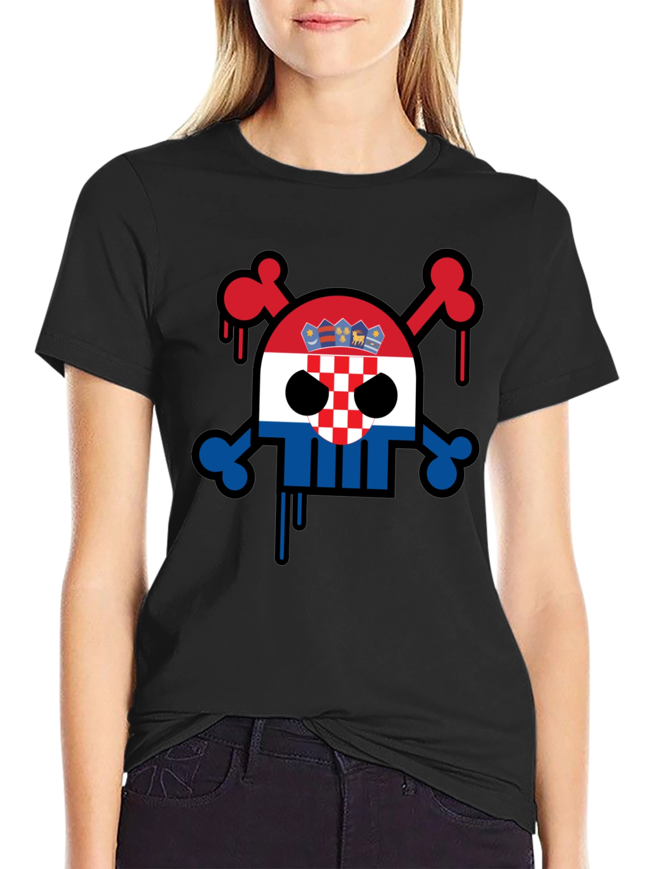 Croatian Flag Skull Graphic Tee