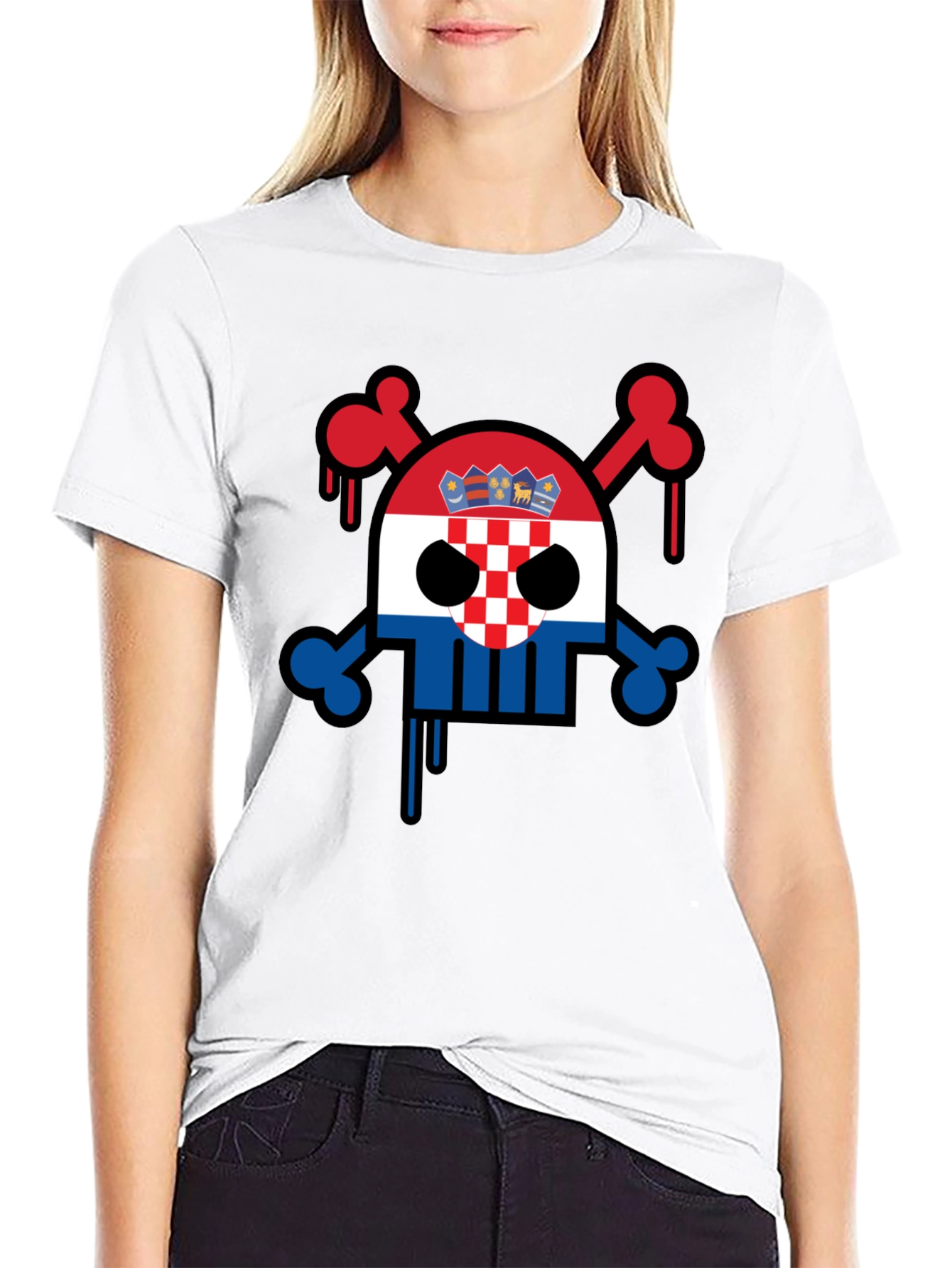 Croatian Flag Skull Graphic Tee