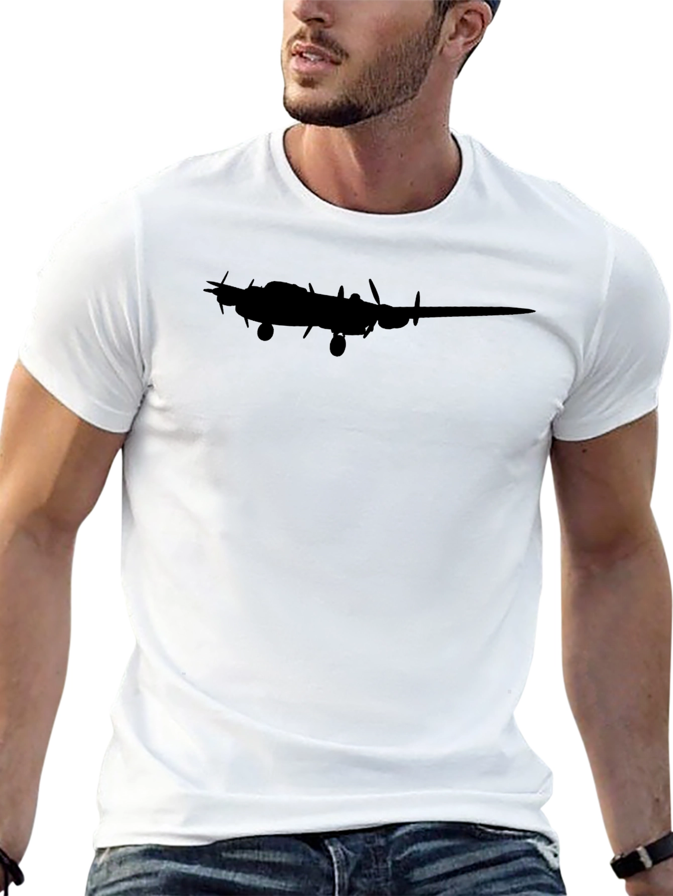 Classic Black Airplane Silhouette Graphic Tee