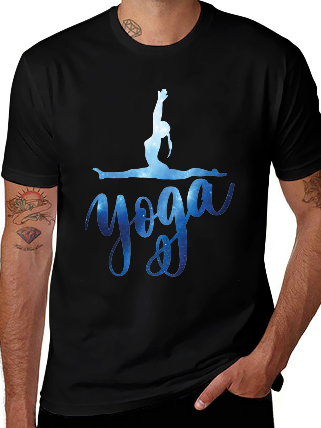 Yoga Pose T-Shirt - Galaxy Design Black Tee
