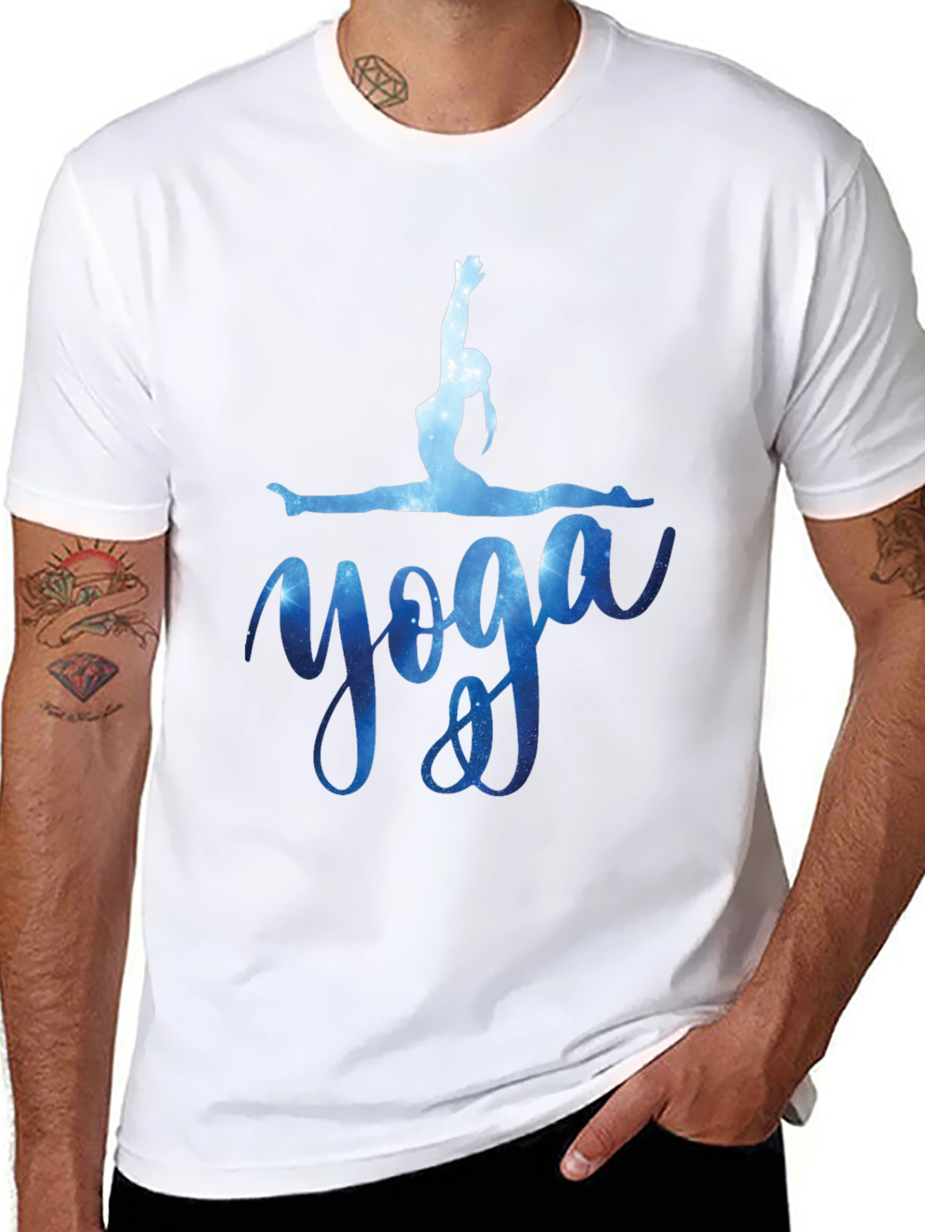 Yoga Pose T-Shirt - Galaxy Design Black Tee