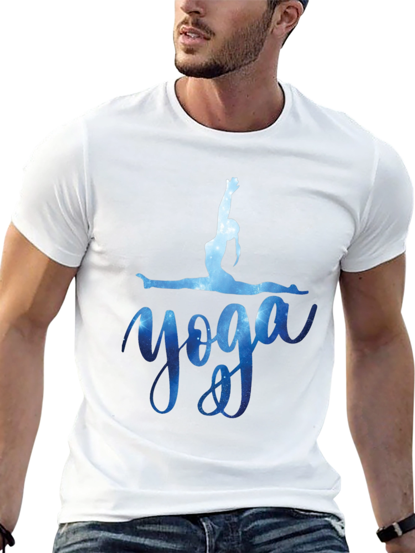 Yoga Pose T-Shirt - Galaxy Design Black Tee