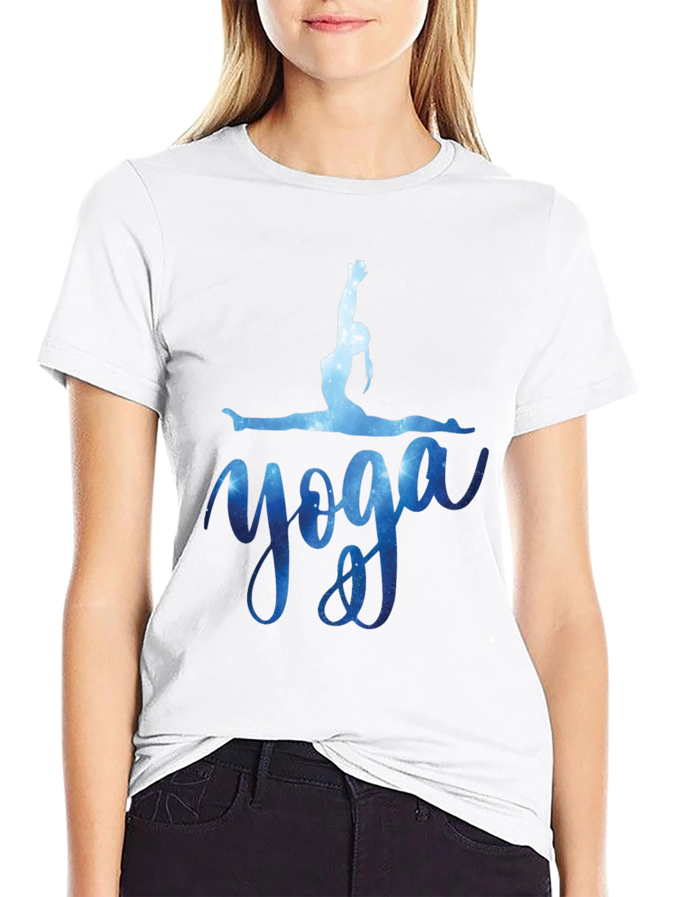 Yoga Pose T-Shirt - Galaxy Design Black Tee