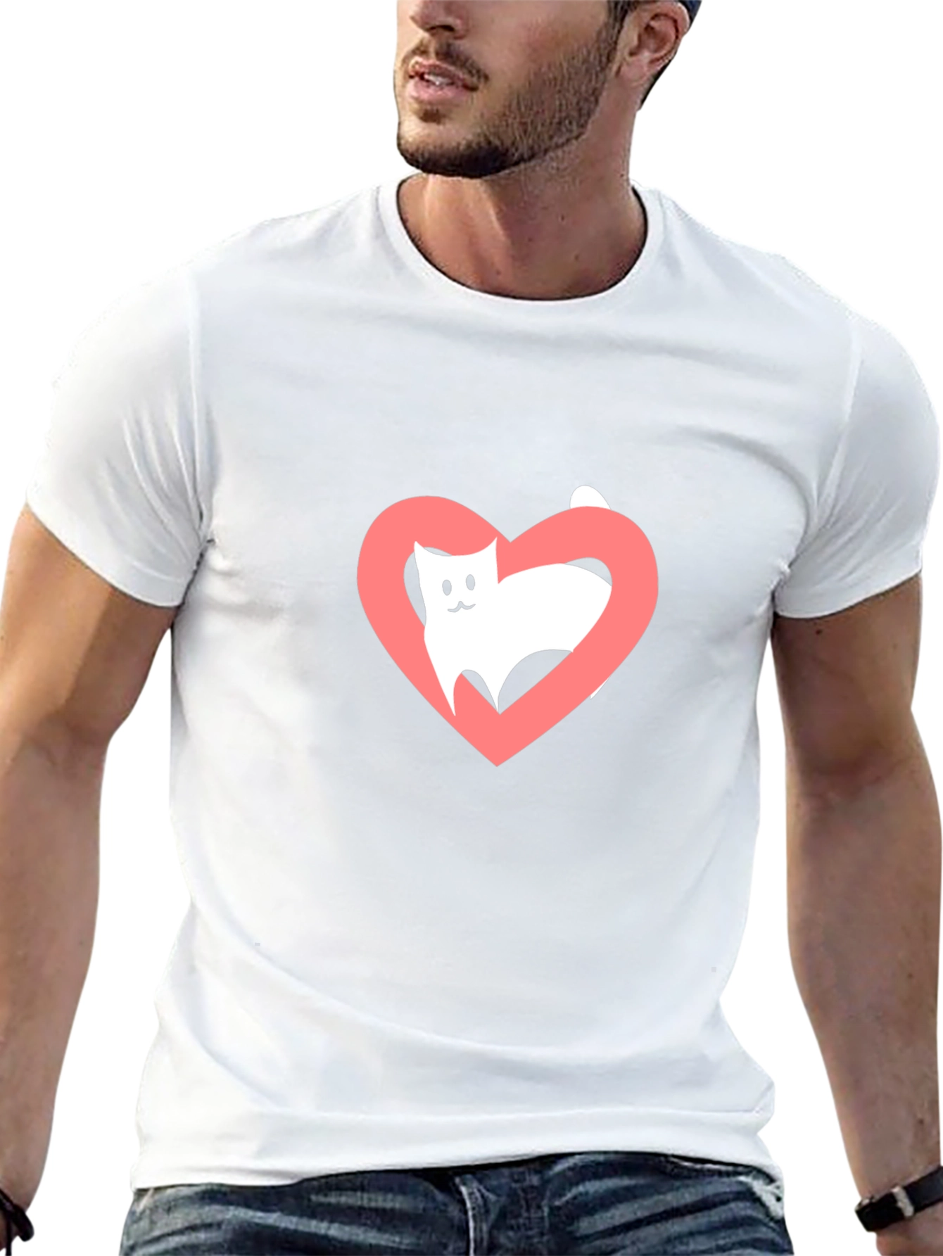 Cat Heart Tee - Love Your Feline Friend