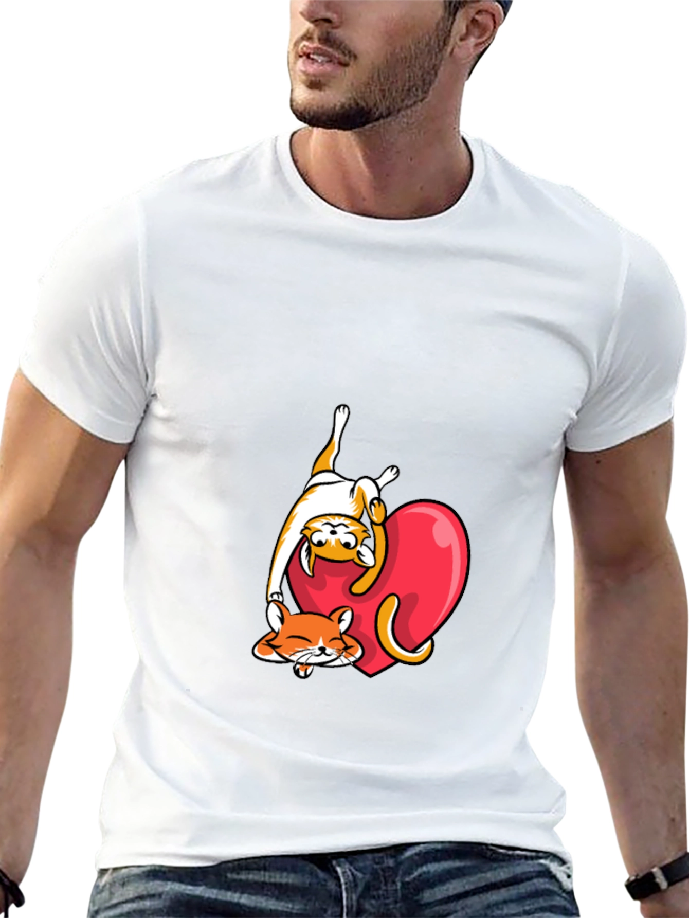 Cute Cats & Heart Graphic Tee