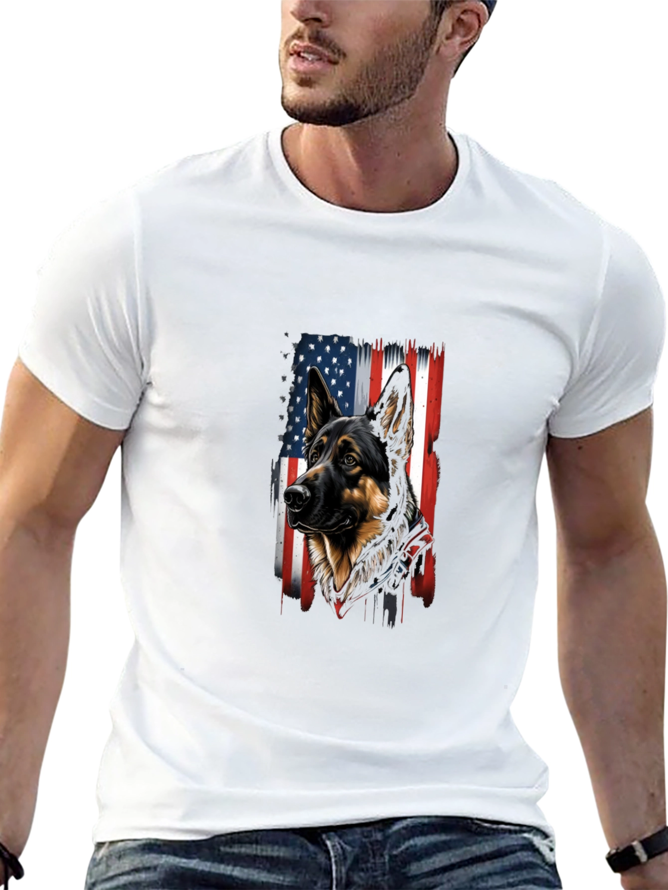 Patriotic German Shepherd USA Flag T-Shirt