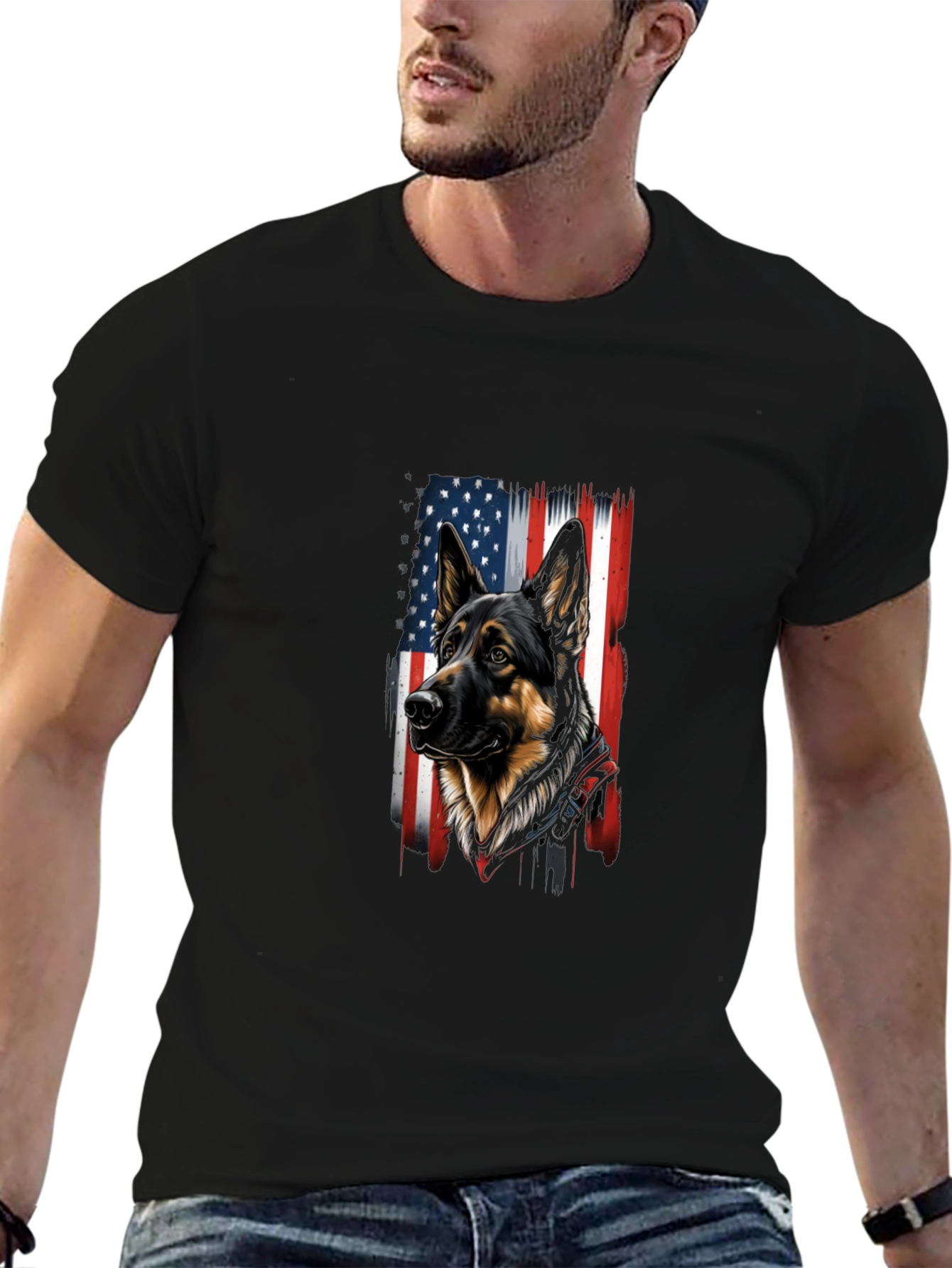 Patriotic German Shepherd USA Flag T-Shirt