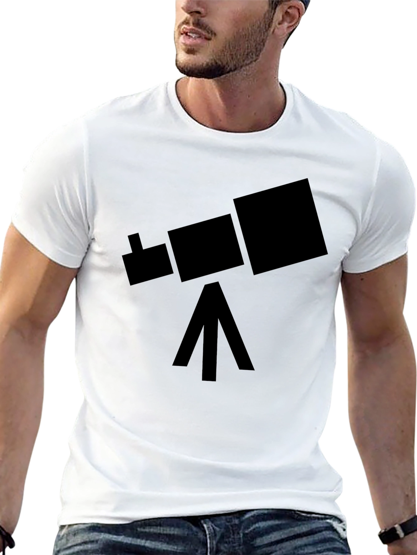 Telescope Graphic Tee - Space Explorer Black T-Shirt